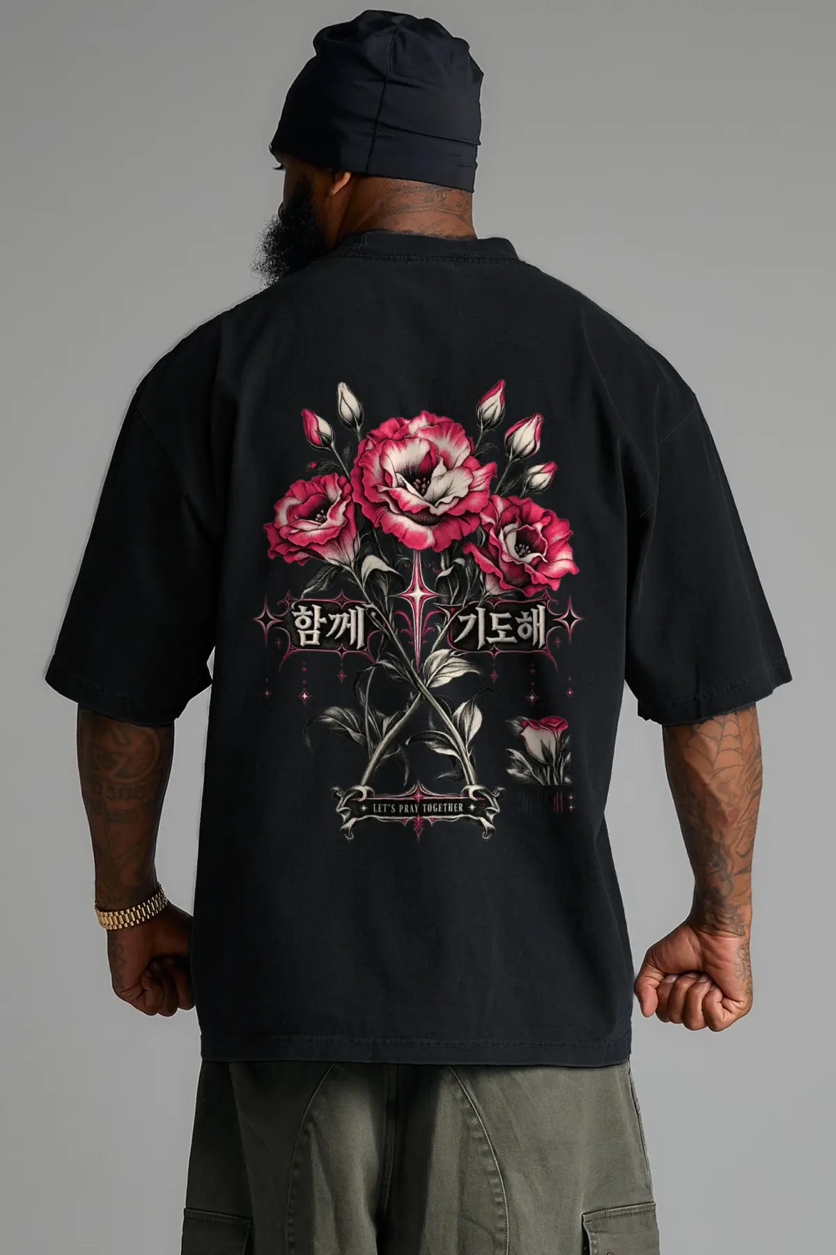 "Let's Pray Together" Men's Oversized Heavyweight Crewneck T-Shirt