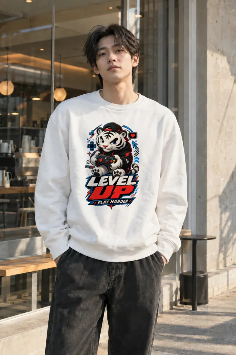 "Level Up" Heavy Blend Unisex Crewneck Sweatshirt | Gildan 18000