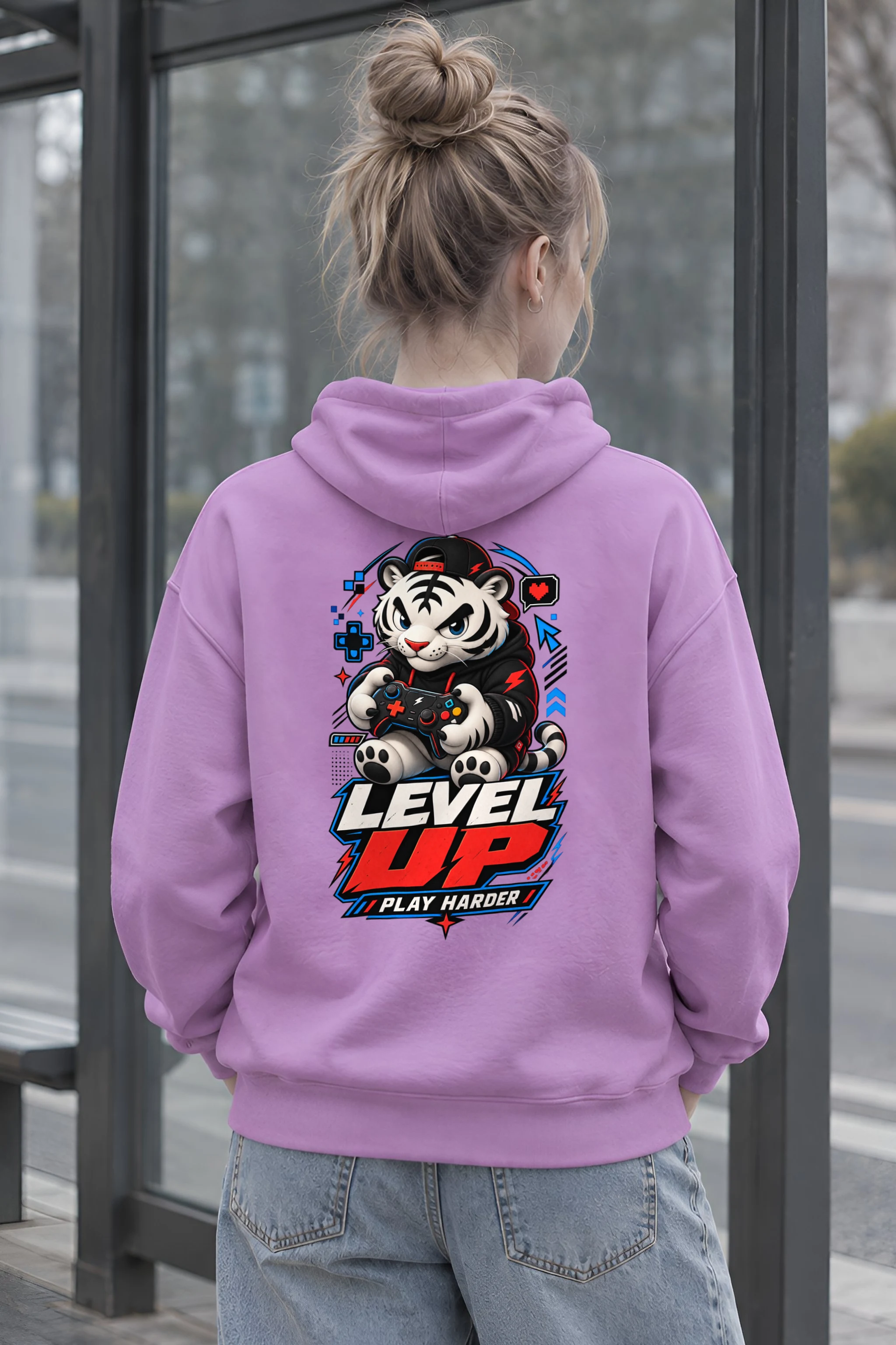 "Level Up Play Harder" 1 Pullover Hoodie