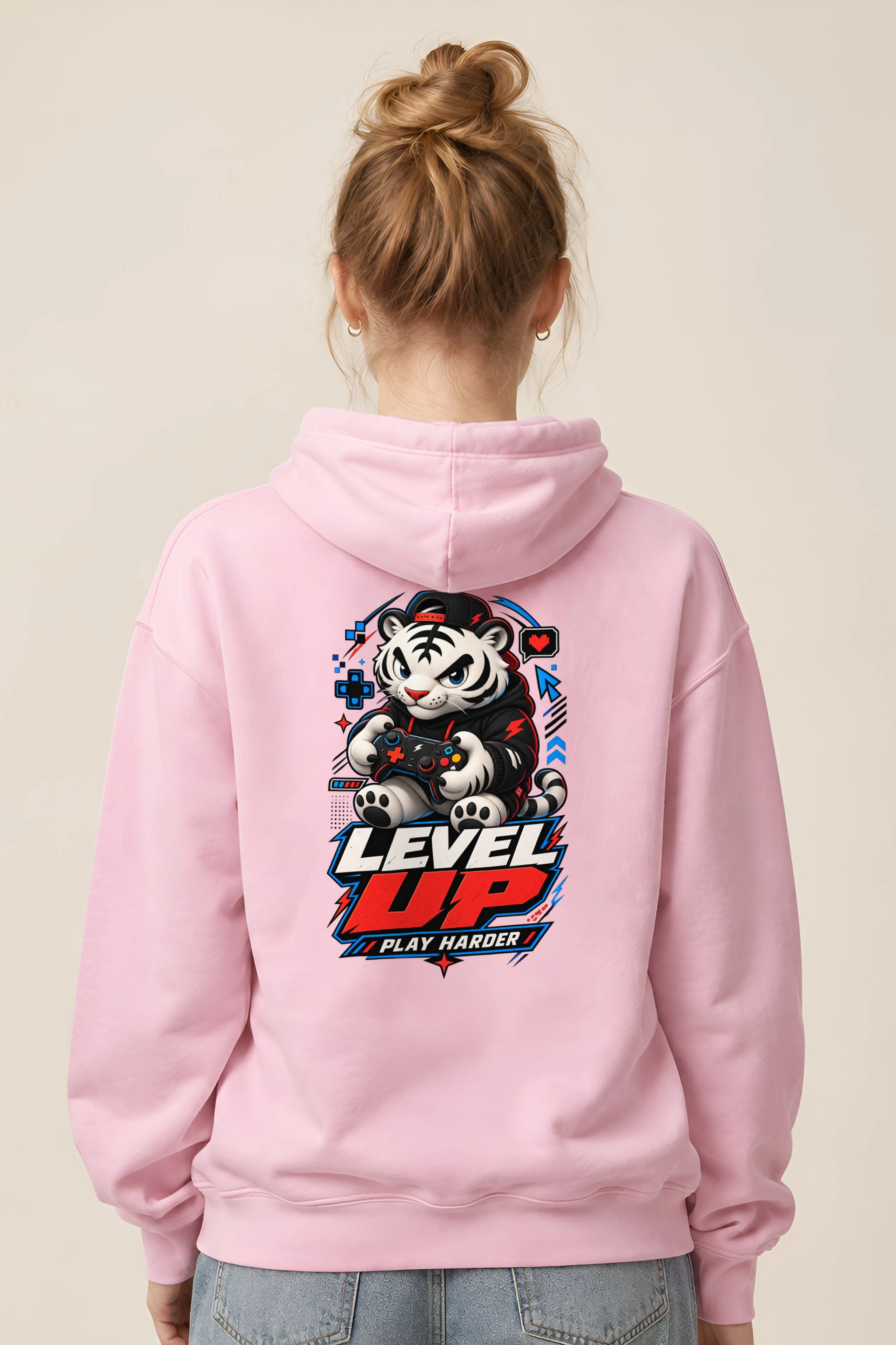 "Level Up Play Harder" 1 Pullover Hoodie