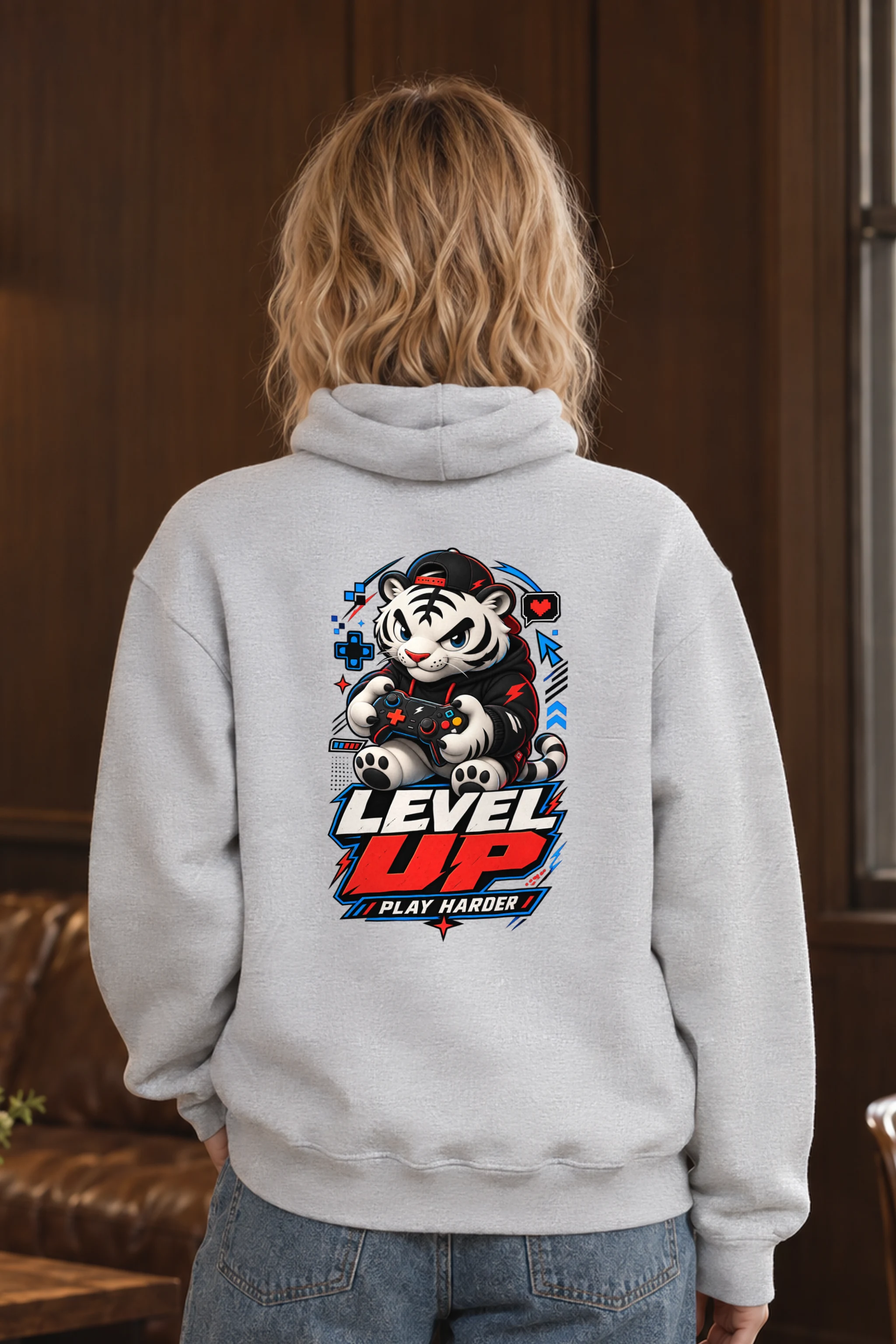 "Level Up Play Harder" 1 Pullover Hoodie