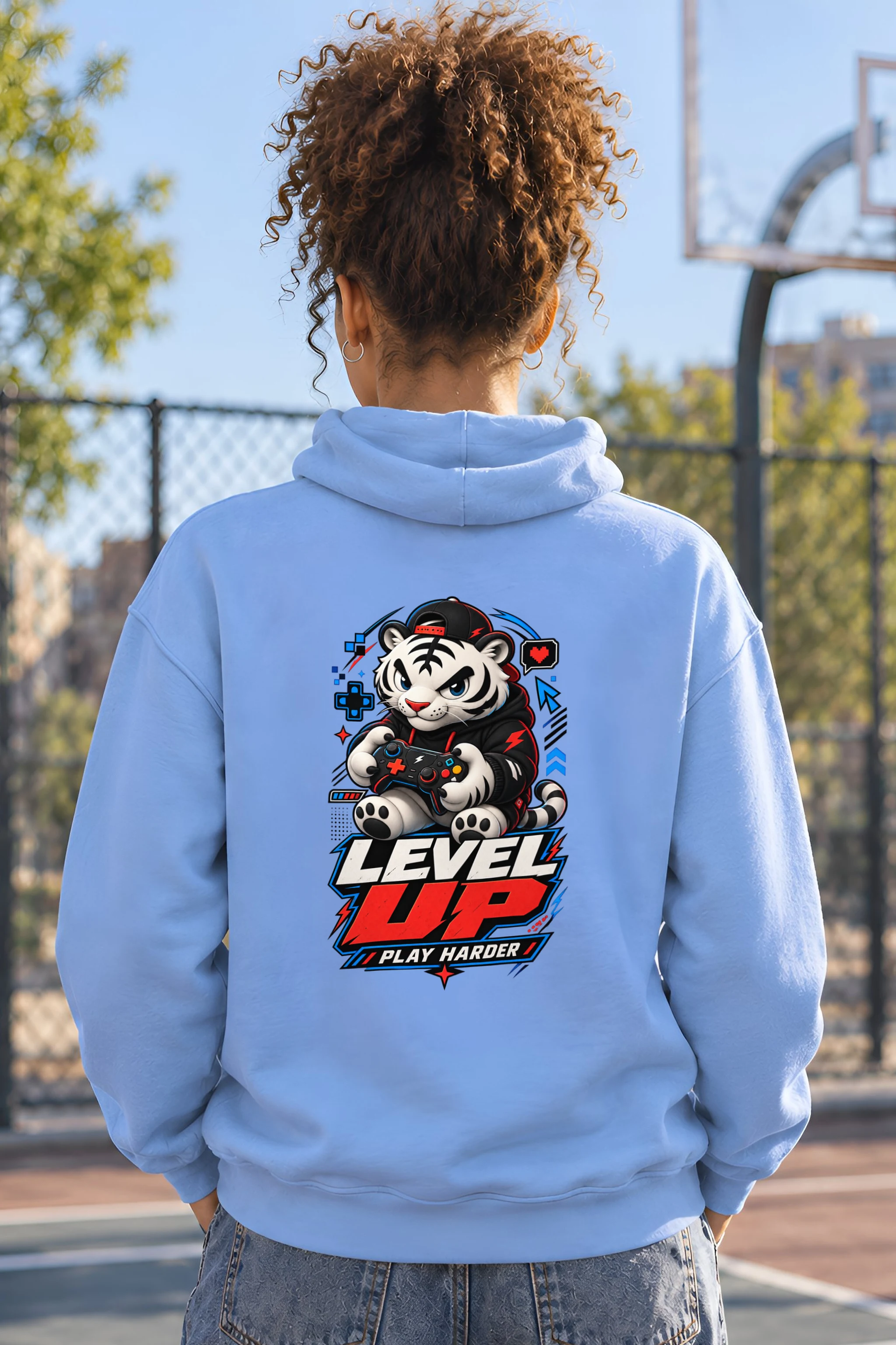 "Level Up Play Harder" 1 Pullover Hoodie