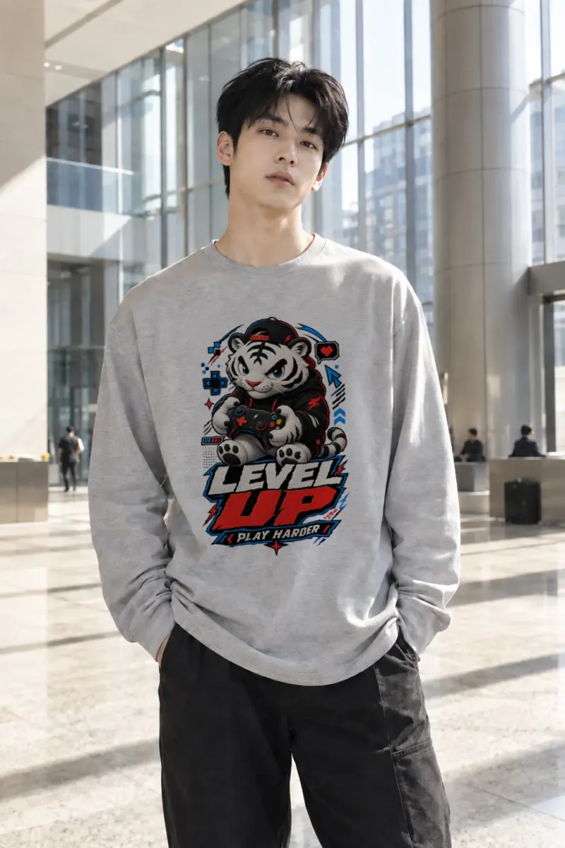 "Level Up Play Harder" Unisex Longsleeve T-shirt | Gildan 2400