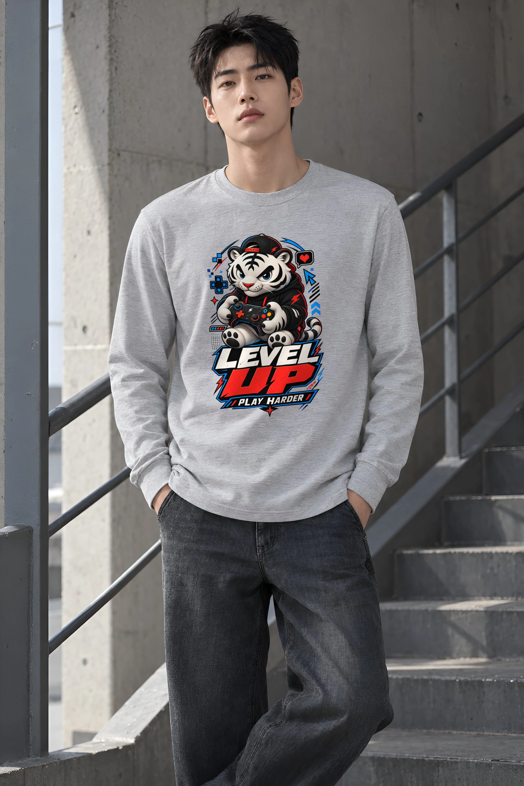"Level Up Play Harder" Unisex Longsleeve T-shirt