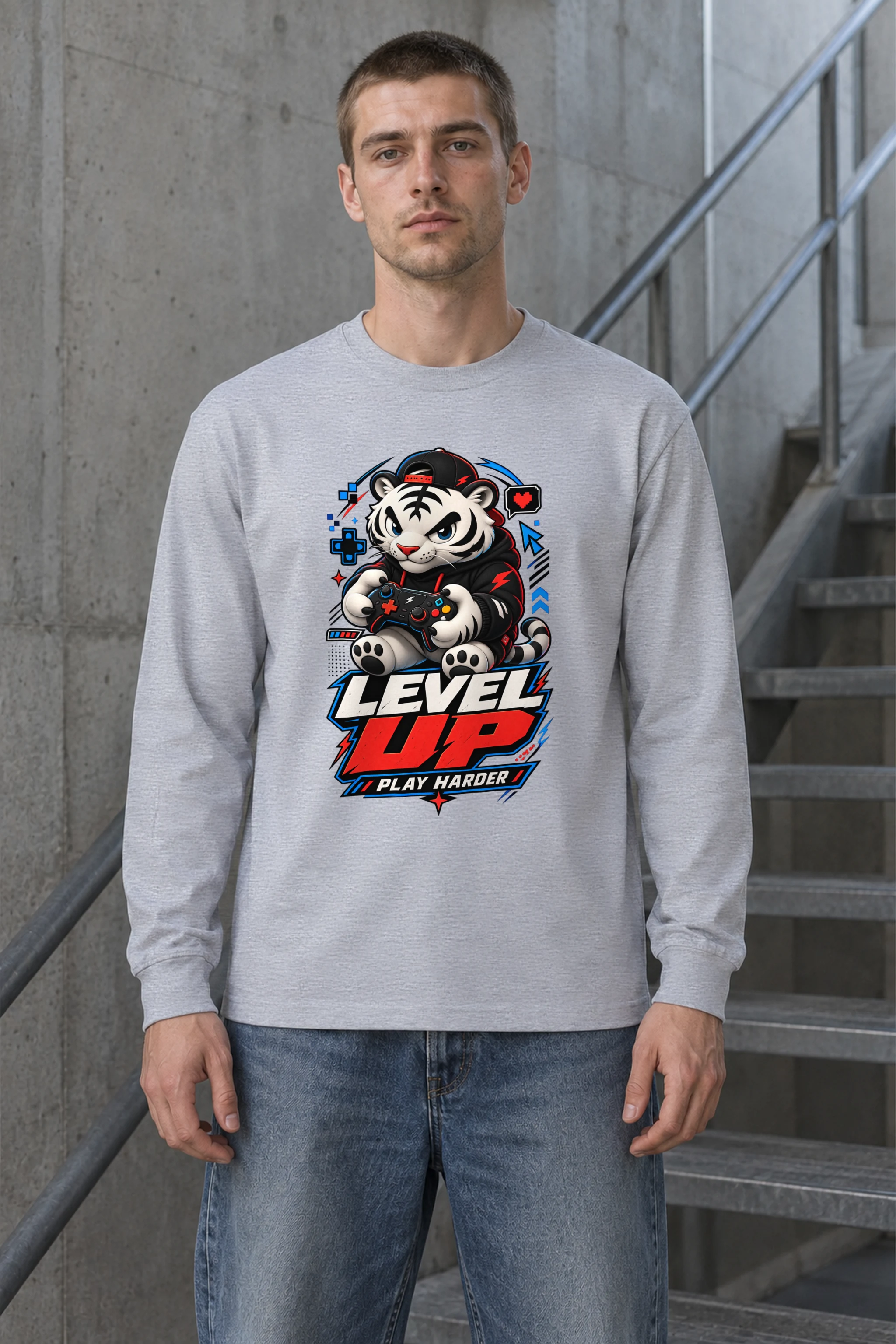 "Level Up Play Harder" Unisex Longsleeve T-shirt