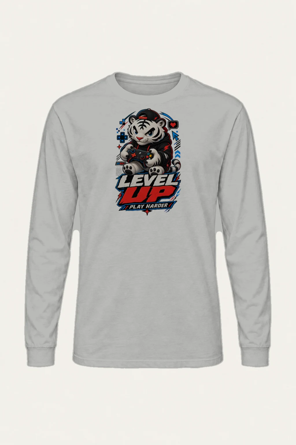 "Level Up Play Harder" Unisex Longsleeve T-shirt | Gildan 2400