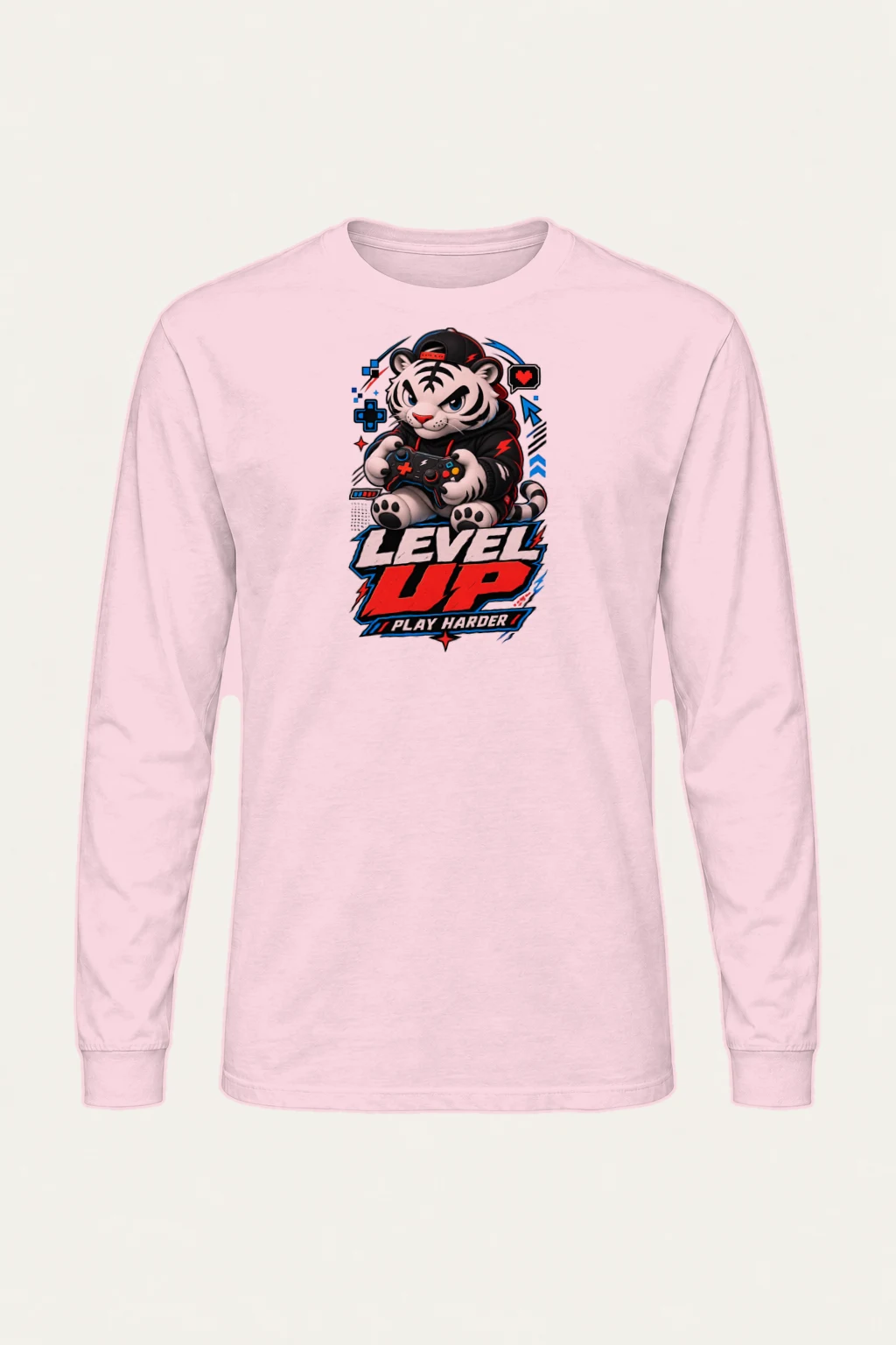 "Level Up Play Harder" Unisex Longsleeve T-shirt | Gildan 2400