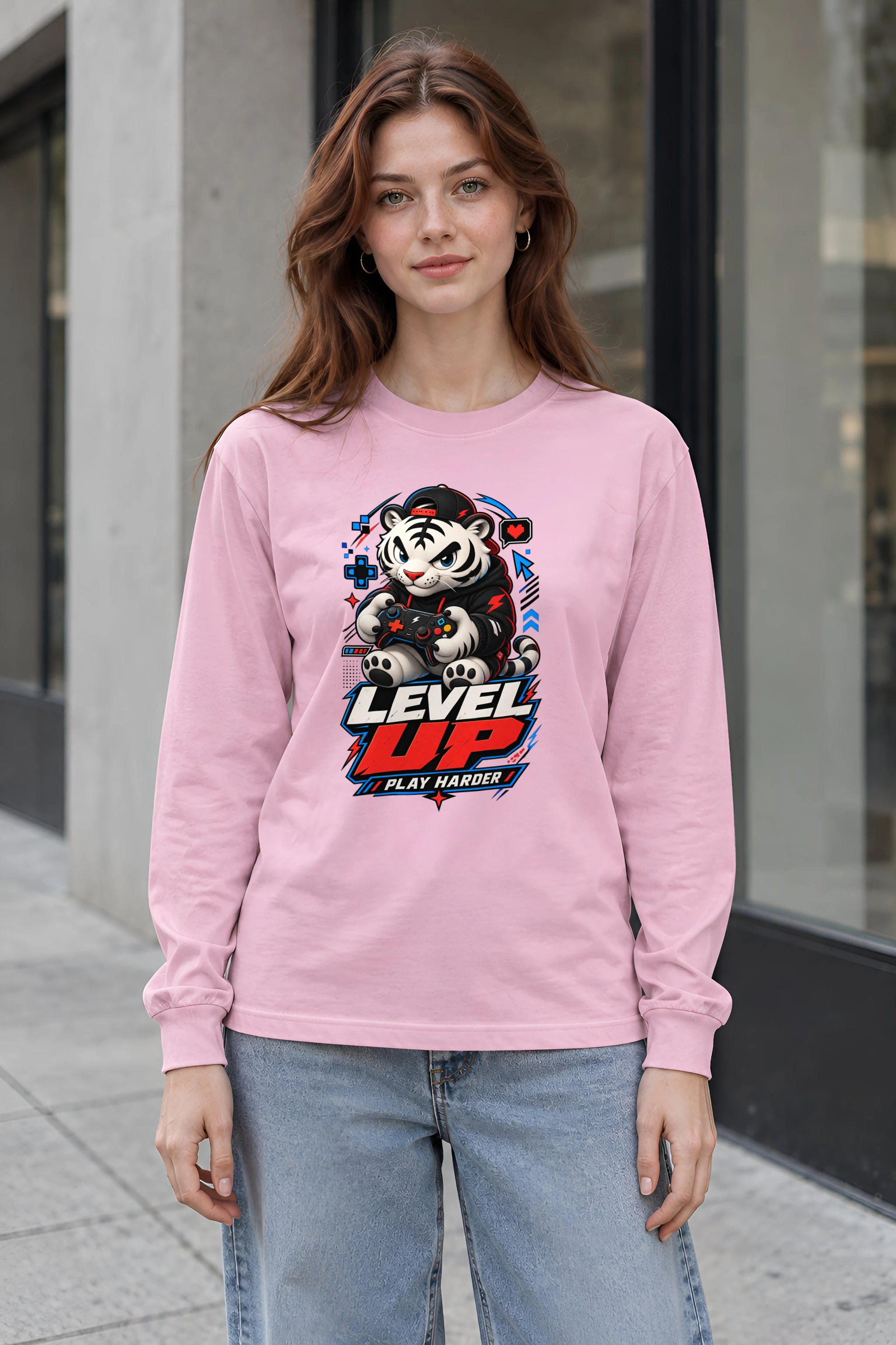 "Level Up Play Harder" Unisex Longsleeve T-shirt