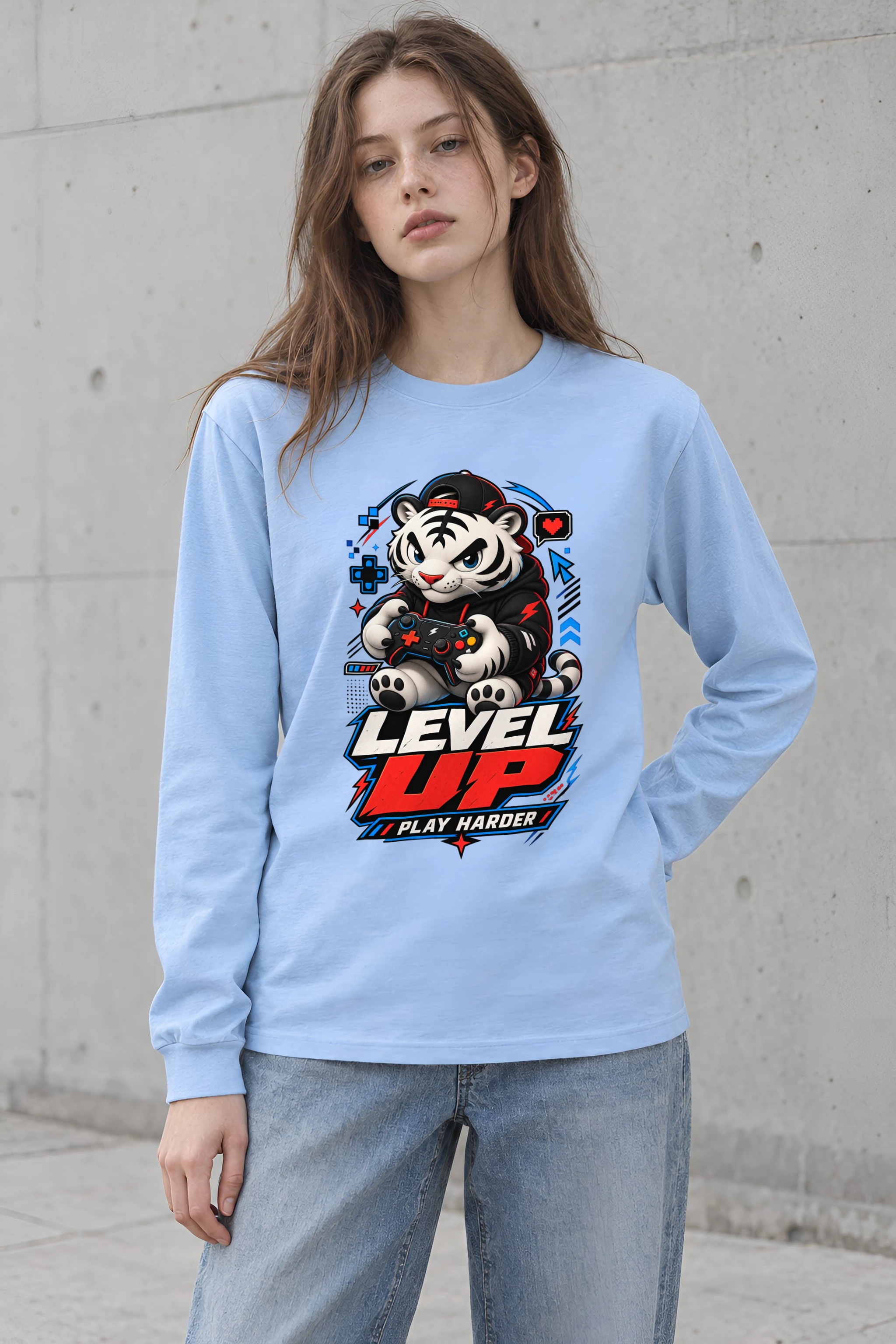 "Level Up Play Harder" Unisex Longsleeve T-shirt