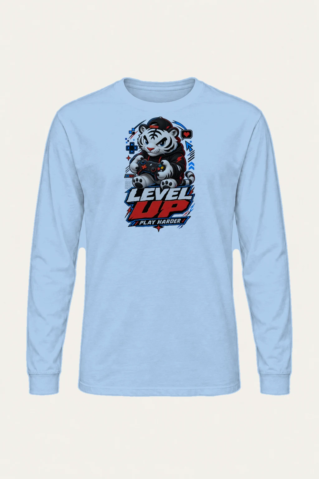"Level Up Play Harder" Unisex Longsleeve T-shirt | Gildan 2400