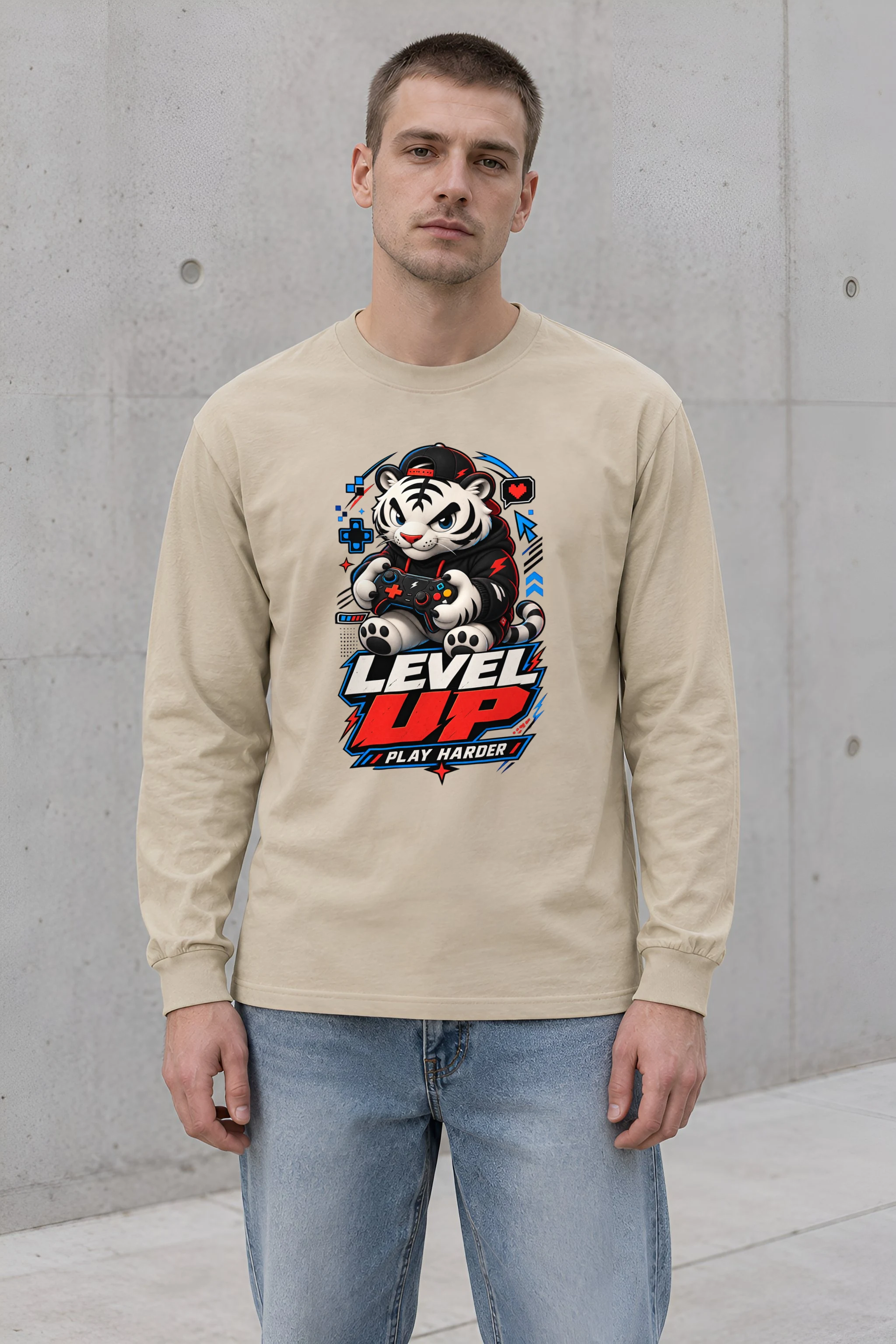 "Level Up Play Harder" Unisex Longsleeve T-shirt