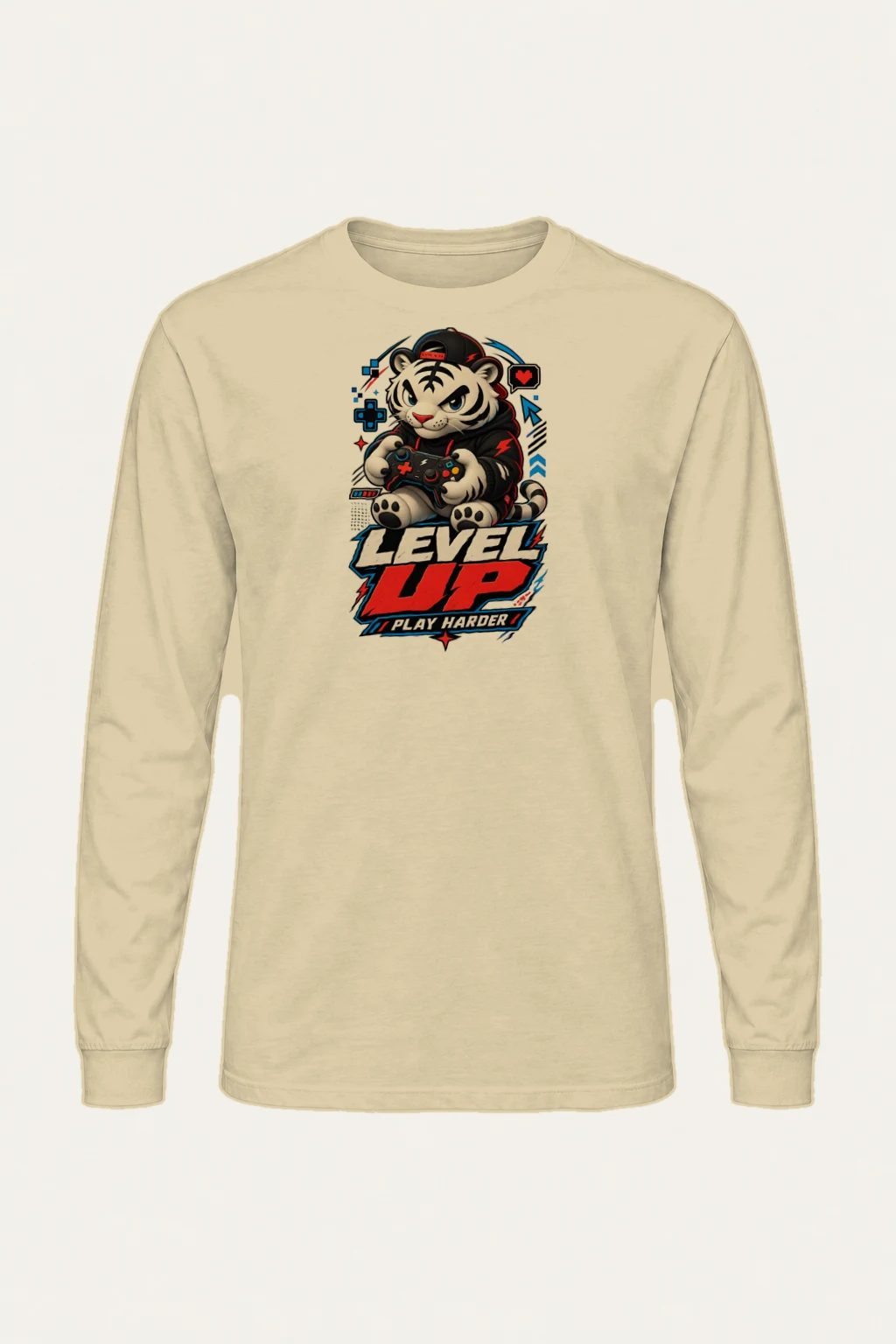 "Level Up Play Harder" Unisex Longsleeve T-shirt | Gildan 2400