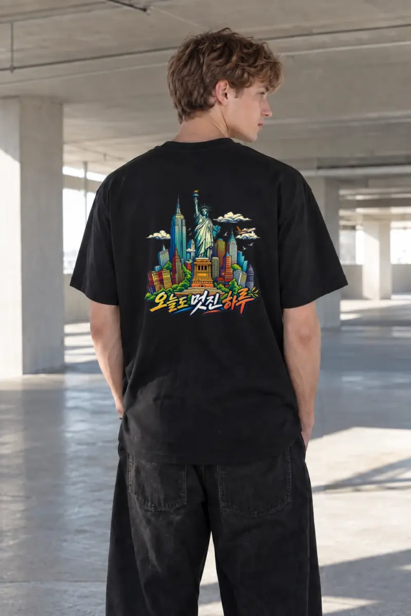 "Liberty Comic Skyline" Heavyweight Unisex Crewneck T-shirt | Gildan 5000