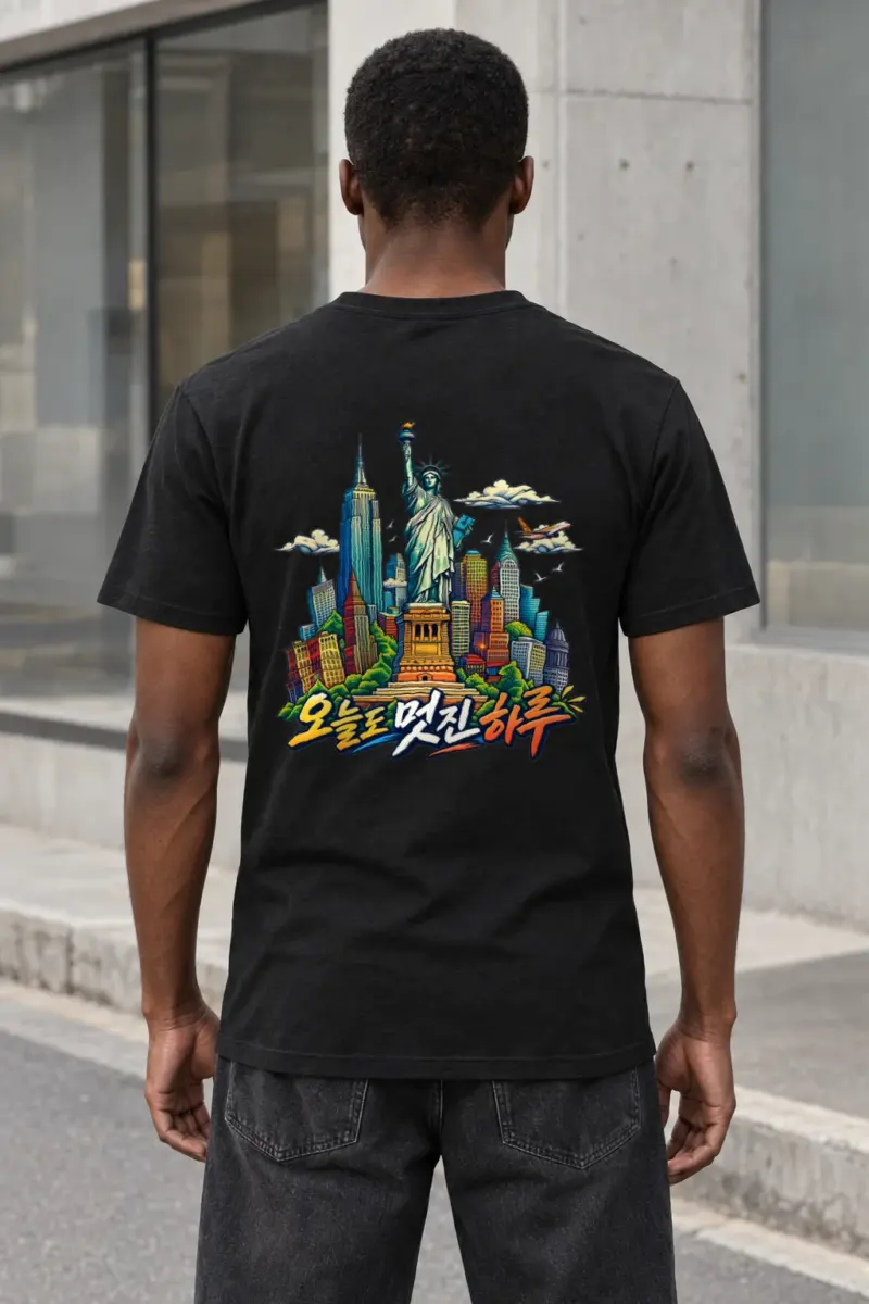 "Liberty Comic Skyline" Heavyweight Unisex Crewneck T-shirt | Gildan 5000