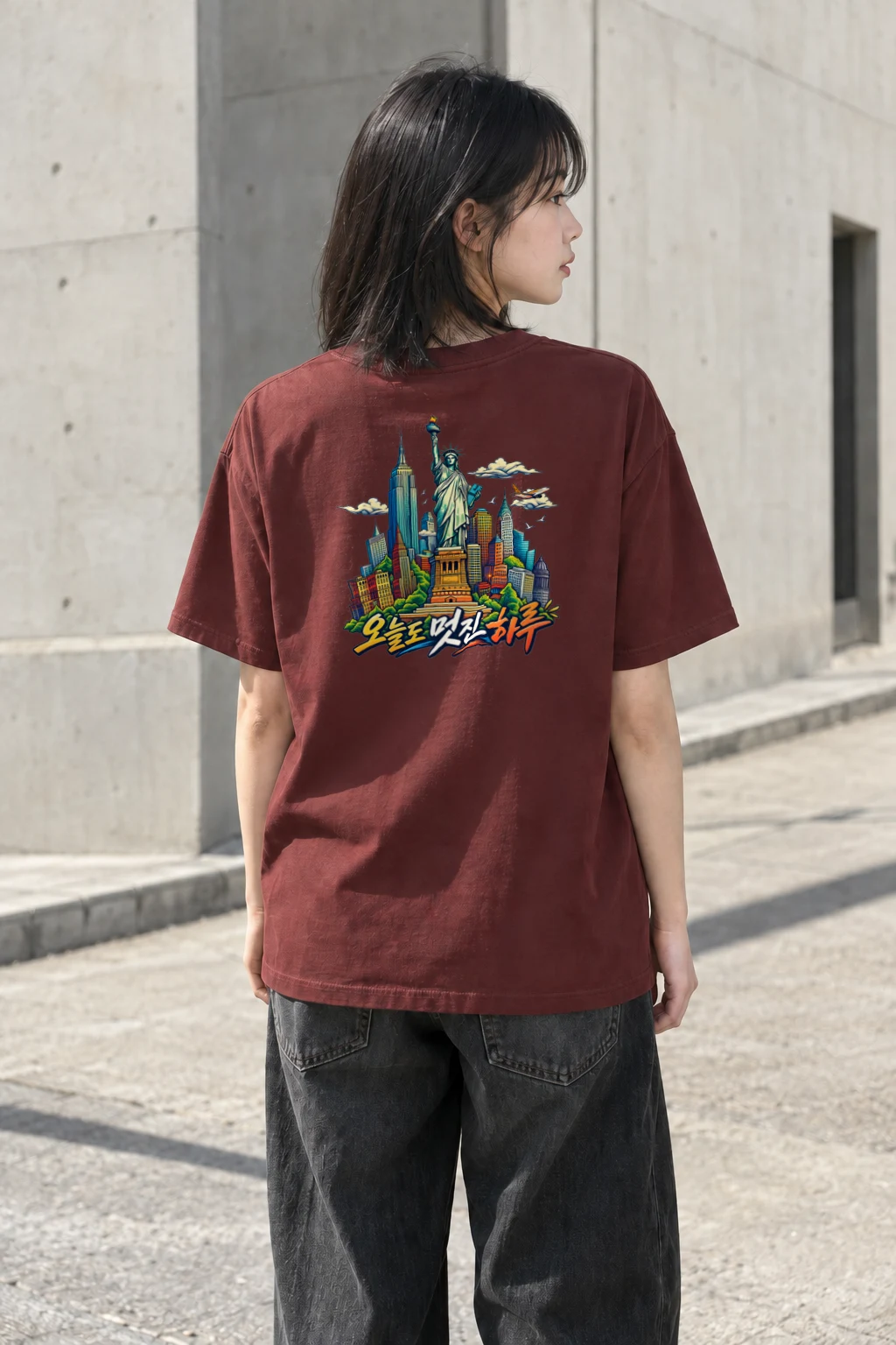 "Liberty Comic Skyline" Heavyweight Unisex Crewneck T-shirt | Gildan 5000