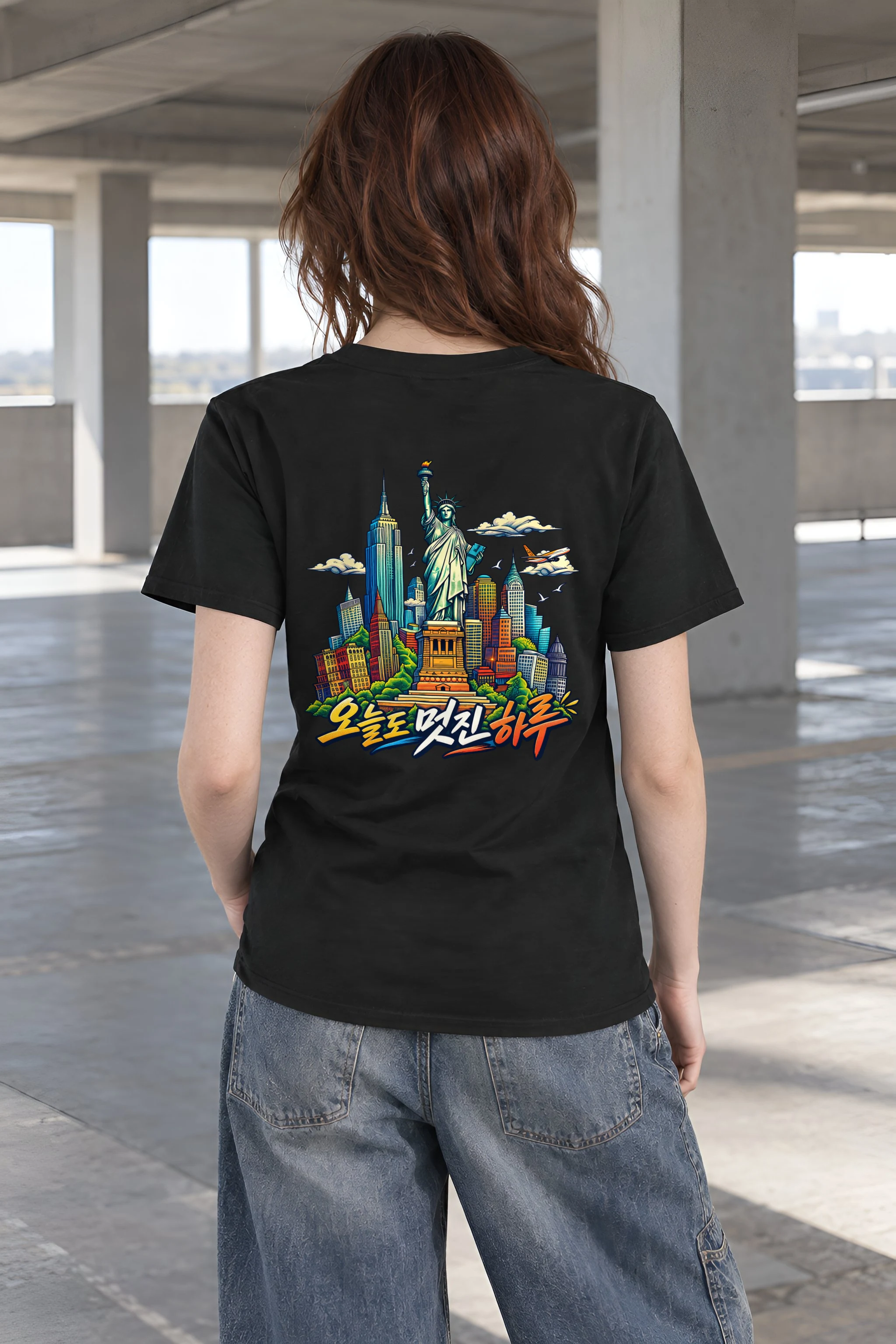 "Liberty Comic Skyline" Heavyweight Unisex Crewneck T-shirt