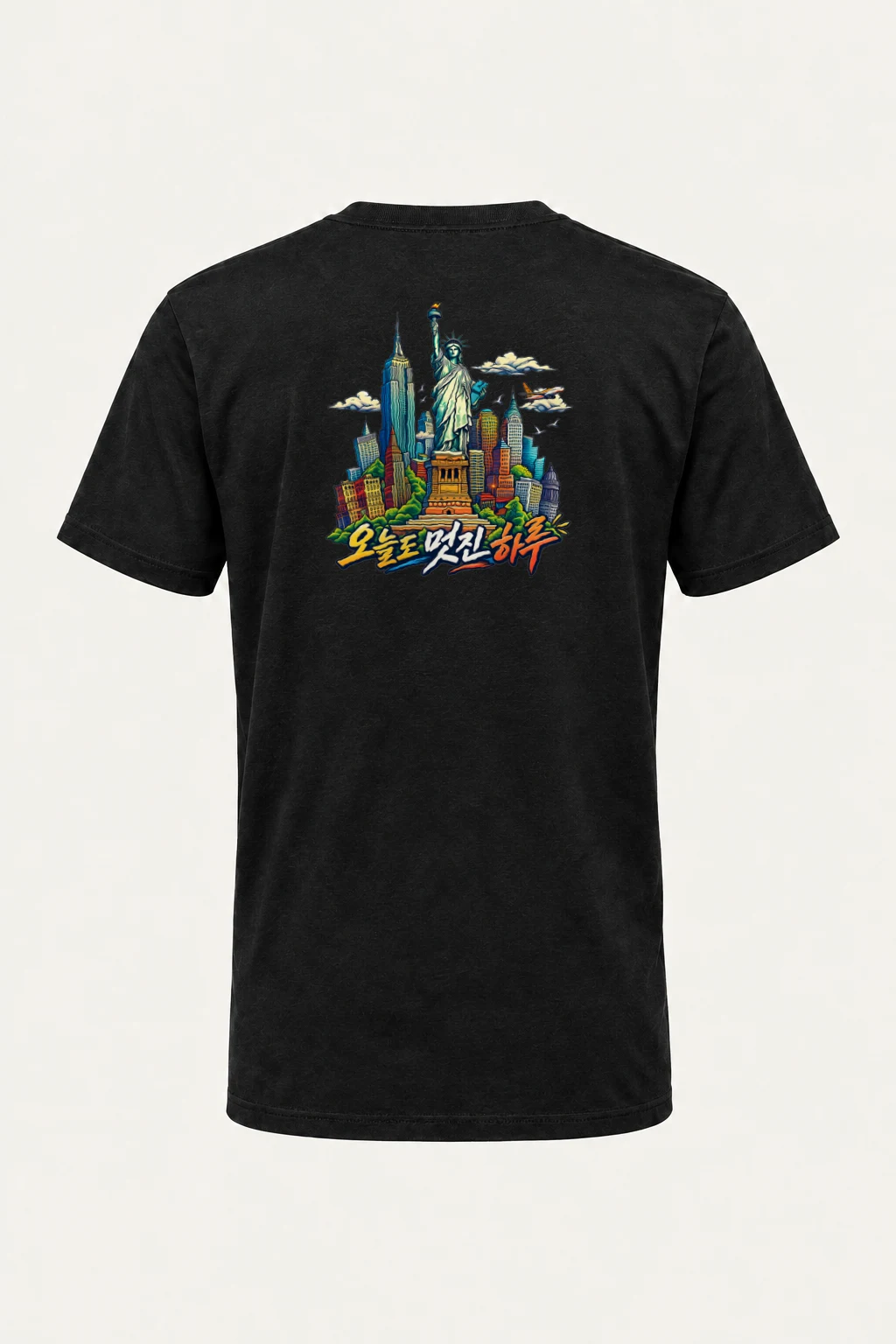 "Liberty Comic Skyline" Heavyweight Unisex Crewneck T-shirt | Gildan 5000