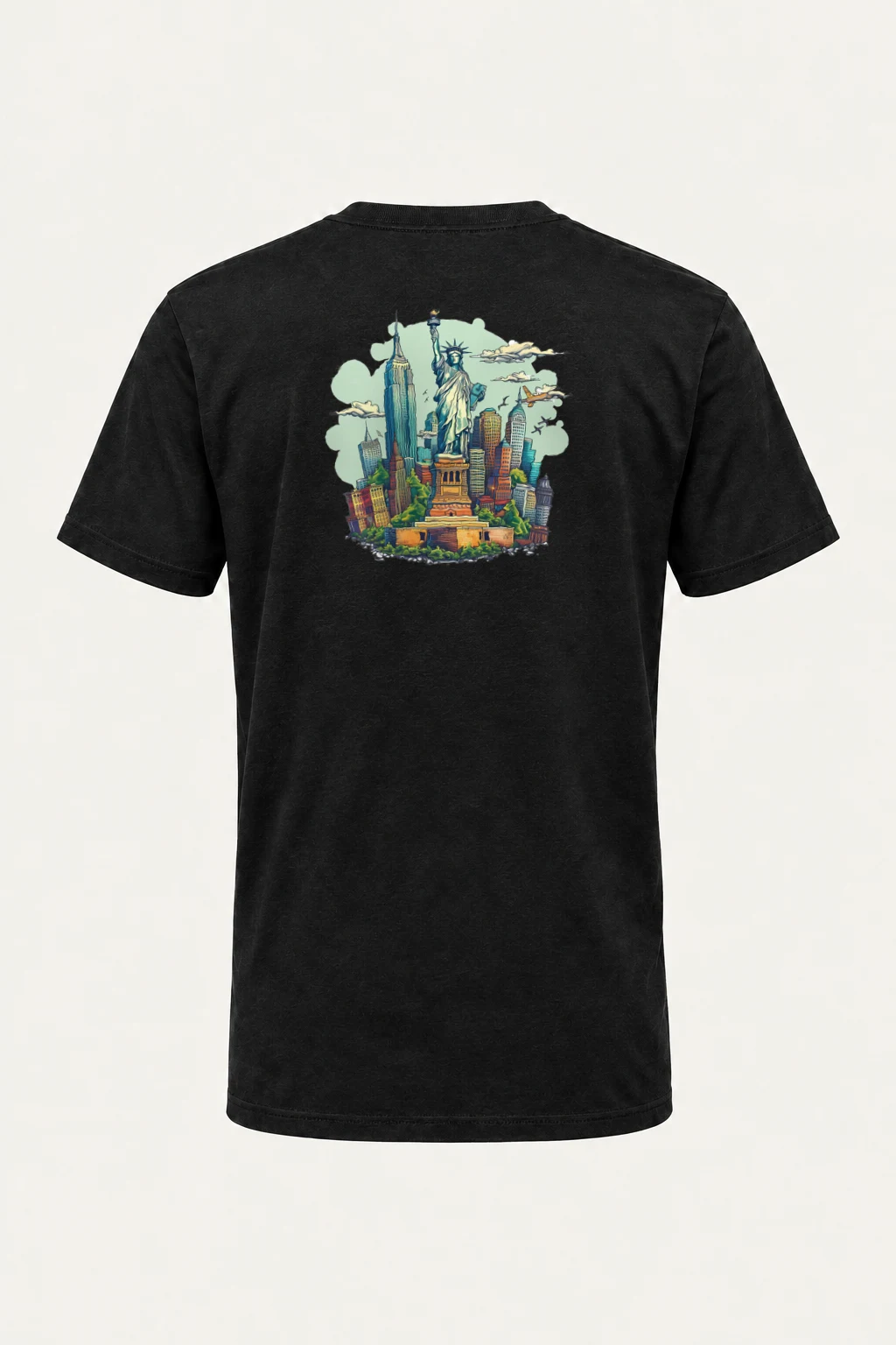 "Liberty Skyline Comic" Heavyweight Unisex Crewneck T-shirt | Gildan 5000