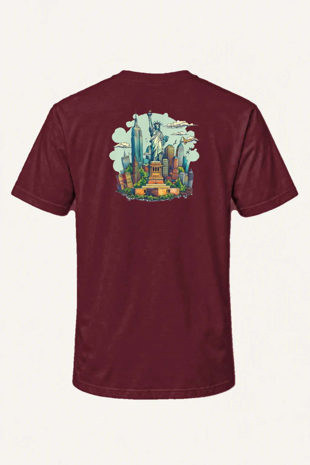 "Liberty Skyline Comic" Heavyweight Unisex Crewneck T-shirt | Gildan 5000