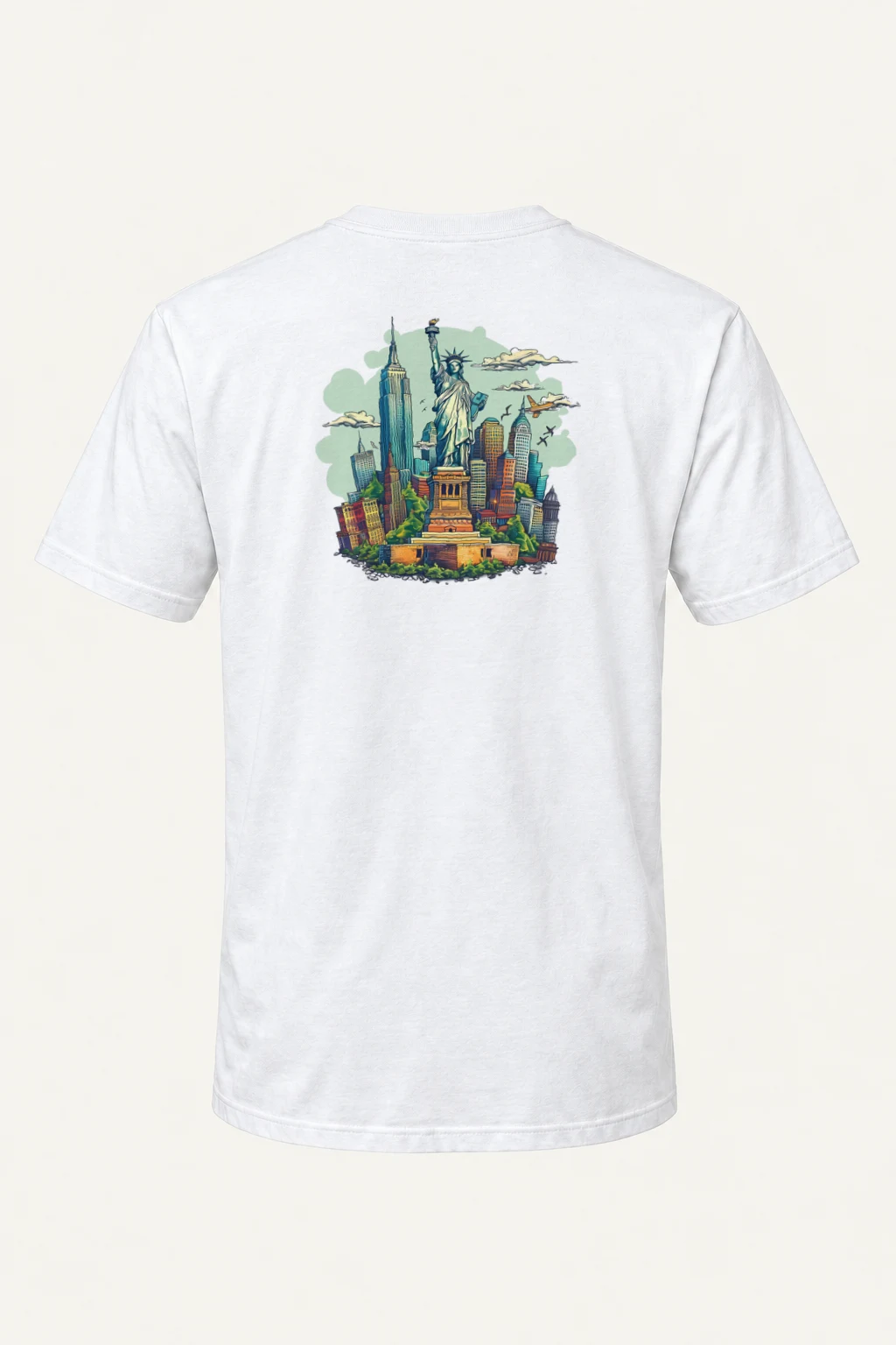 "Liberty Skyline Comic" Heavyweight Unisex Crewneck T-shirt | Gildan 5000