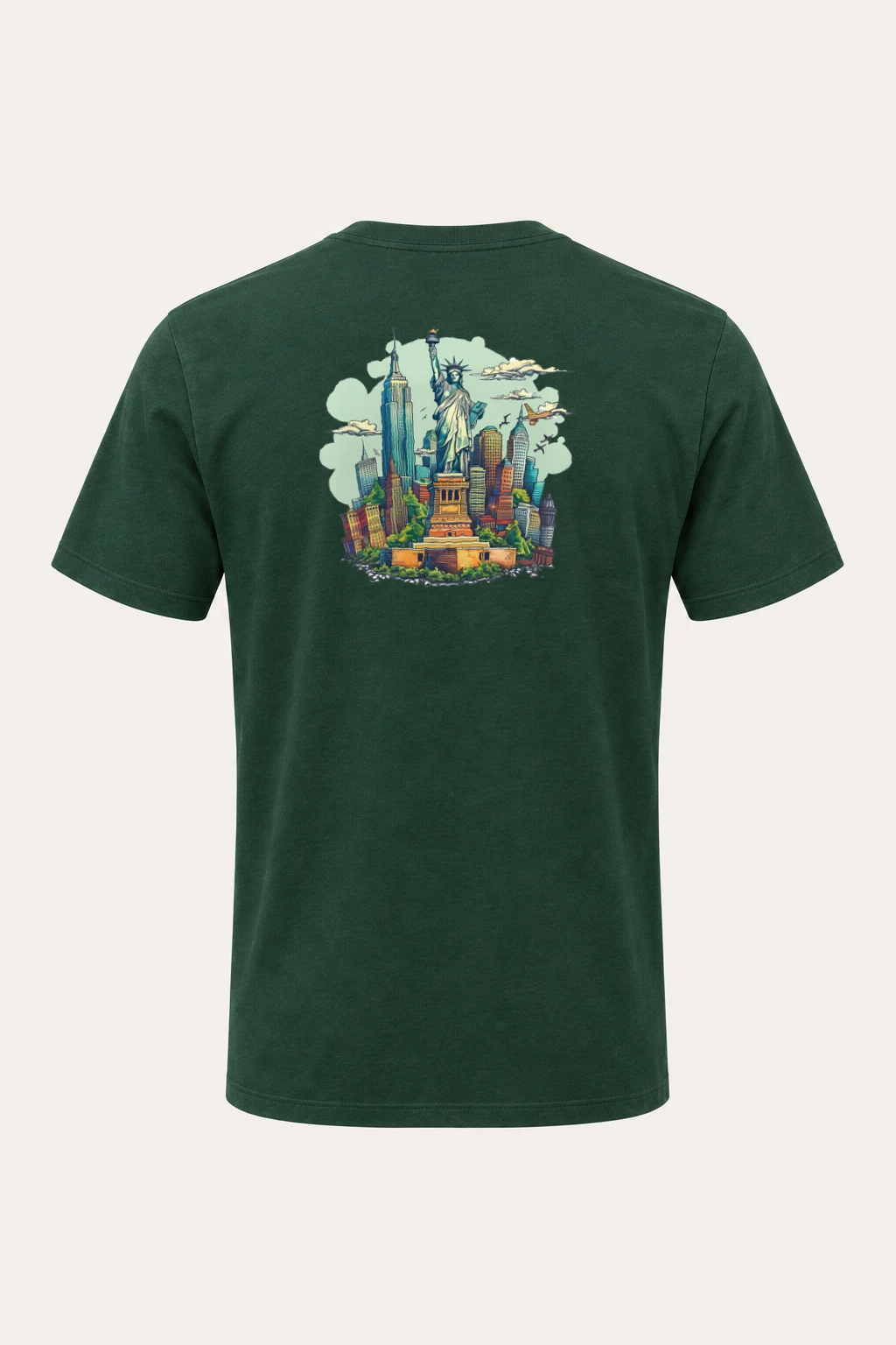 "Liberty Skyline Comic" Heavyweight Unisex Crewneck T-shirt | Gildan 5000