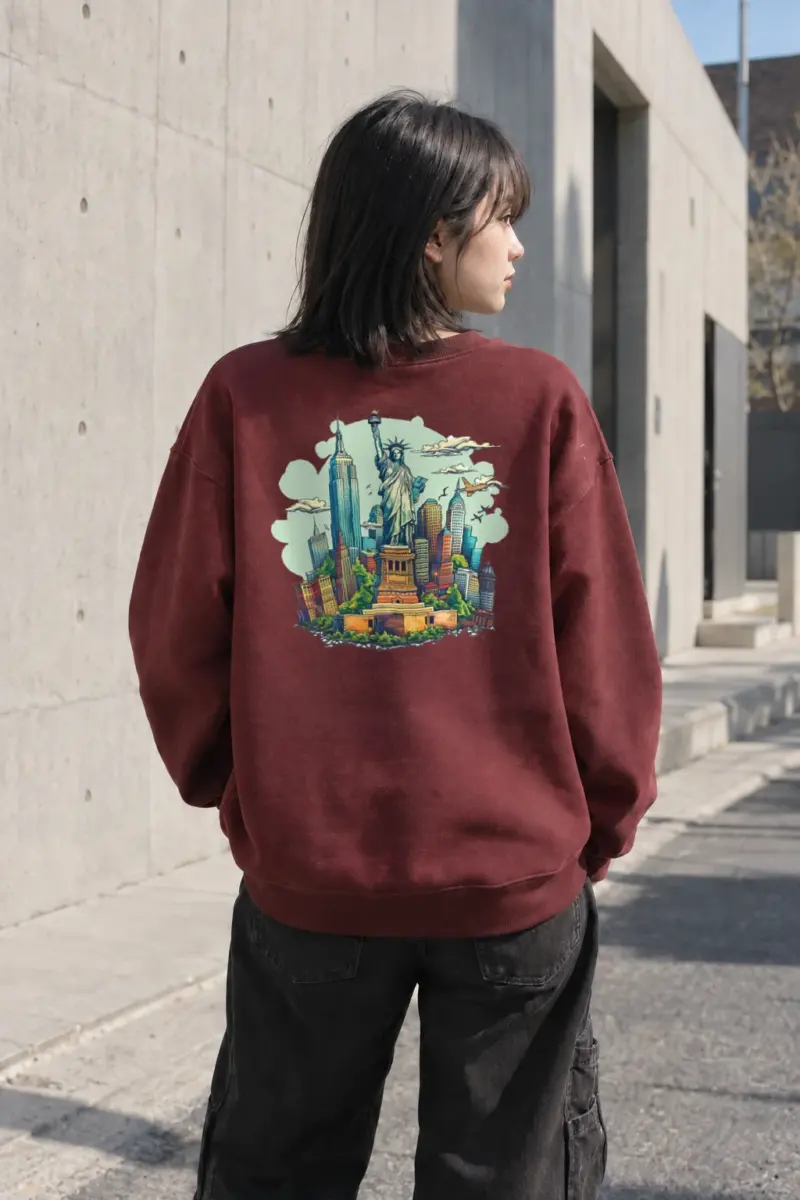“Liberty Skyline” Heavy Blend Unisex Crewneck Sweatshirt | Gildan 18000