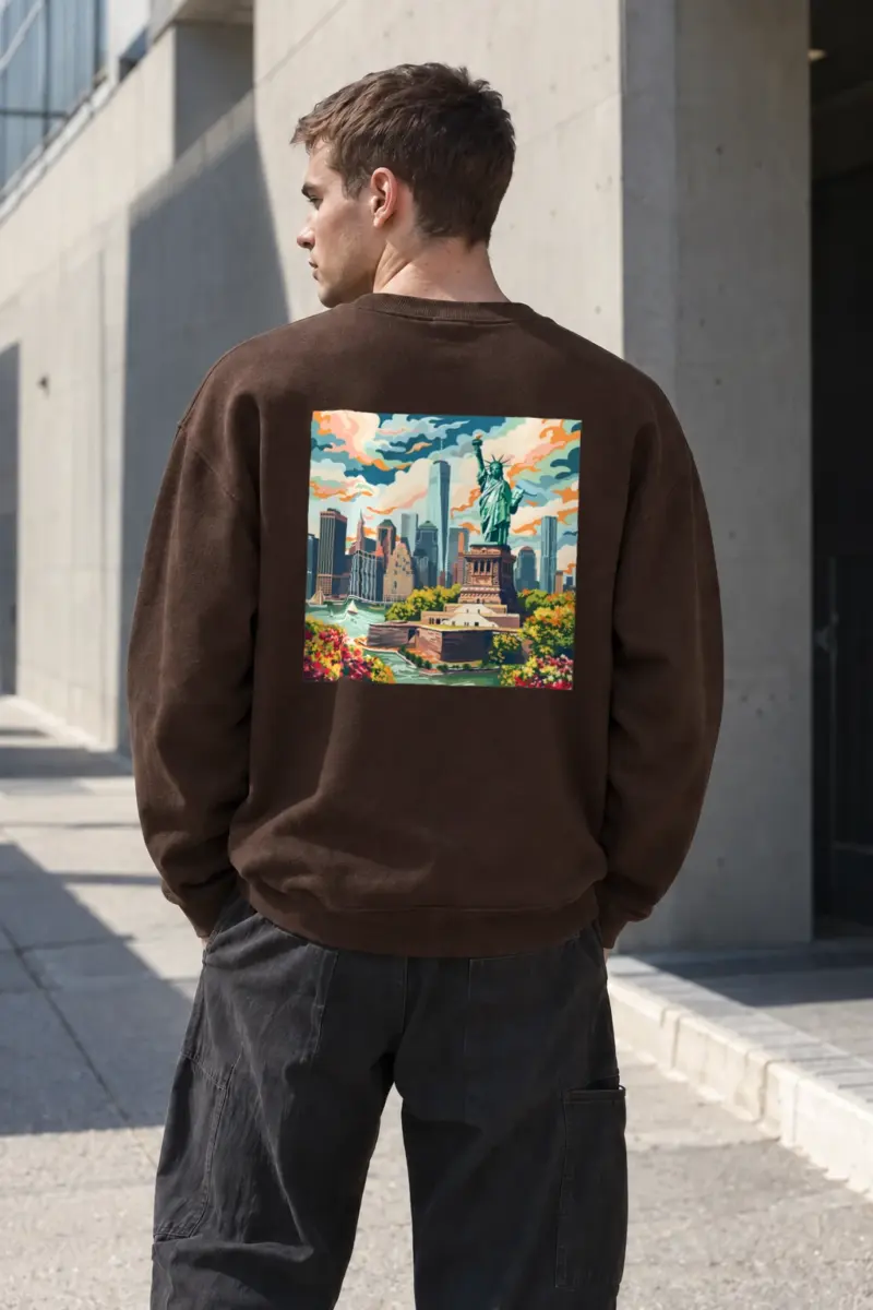 "Liberty Skyline" Heavy Blend Unisex Crewneck Sweatshirt | Gildan 18000
