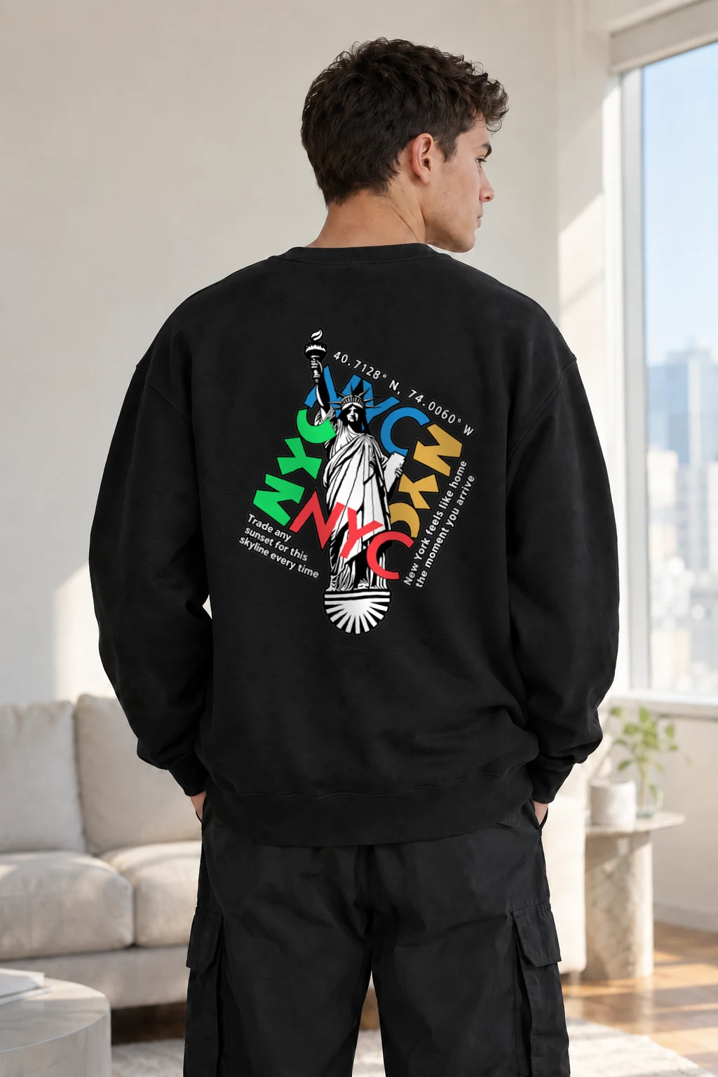 "Liberty Skyline" Heavy Blend Unisex Crewneck Sweatshirt | Gildan 18000