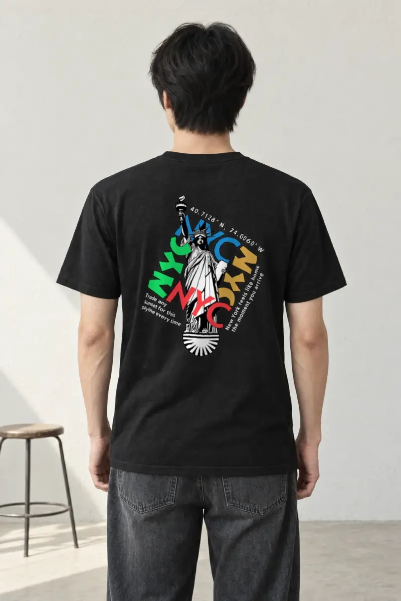 "Liberty Skyline" Heavyweight Unisex Crewneck T-shirt | Gildan 5000
