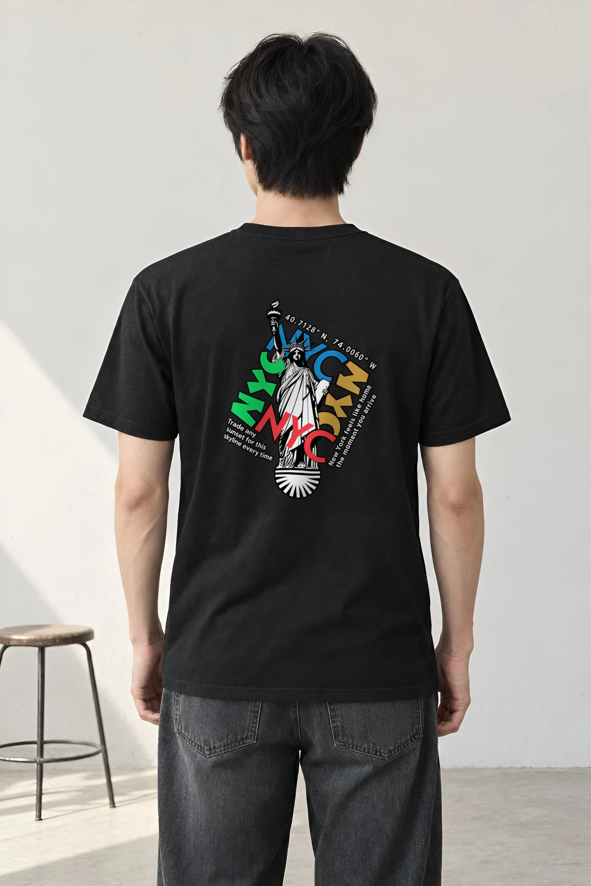 "Liberty Skyline" Heavyweight Unisex Crewneck T-shirt