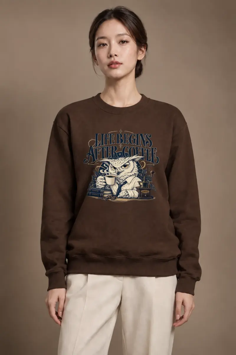 "Life Begins After Coffee" Heavy Blend Unisex Crewneck Sweatshirt | Gildan 18000