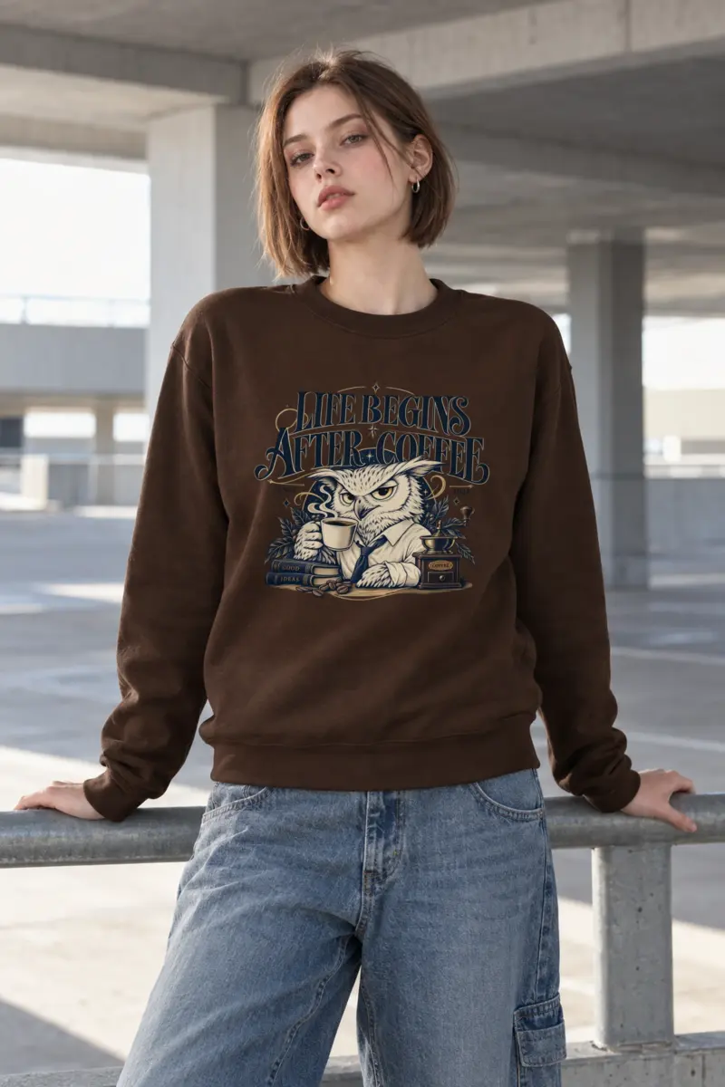 "Life Begins After Coffee" Heavy Blend Unisex Crewneck Sweatshirt