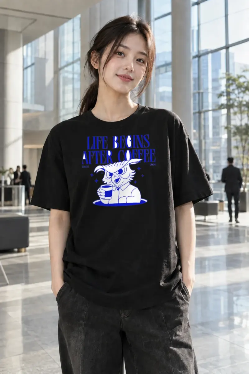“Life Begins After Coffee” Heavyweight Unisex Crewneck T-shirt | Gildan 5000