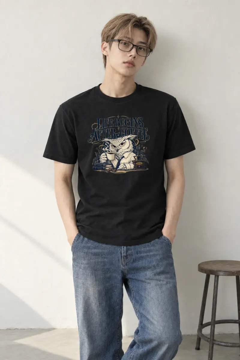 "Life Begins After Coffee" Heavyweight Unisex Crewneck T-shirt