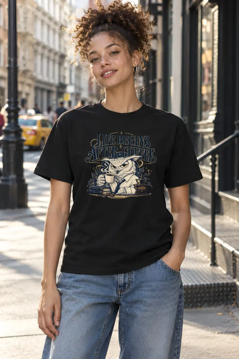 "Life Begins After Coffee" Heavyweight Unisex Crewneck T-shirt