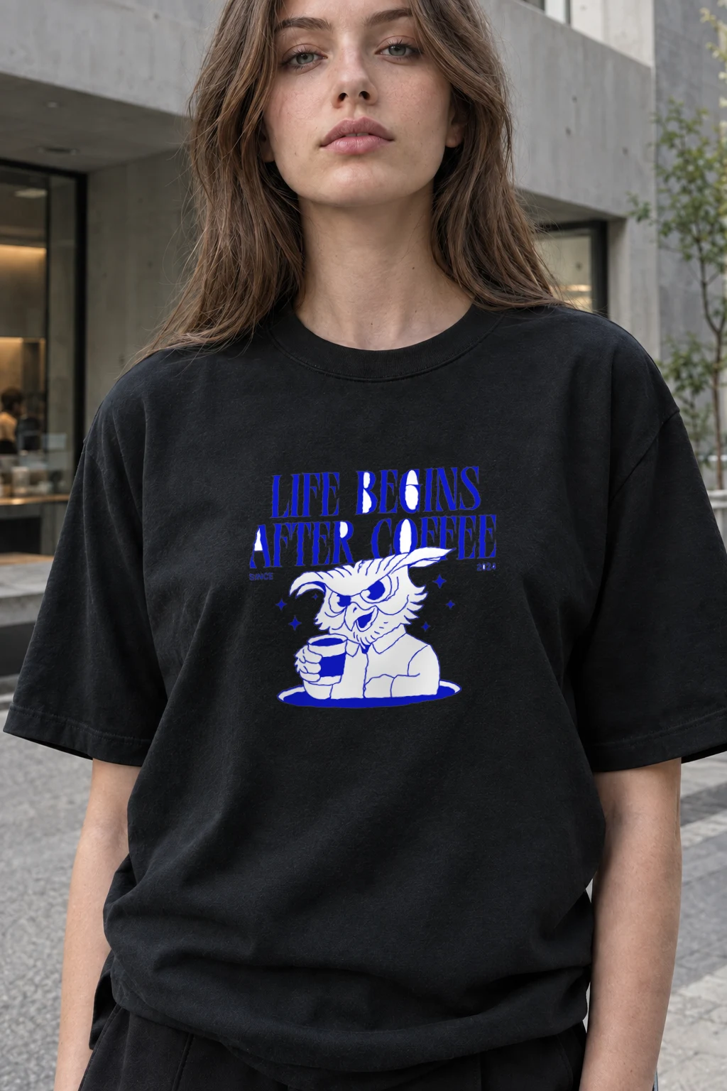 "Life Begins After Coffee" Heavyweight Unisex Crewneck T-shirt | Gildan 5000