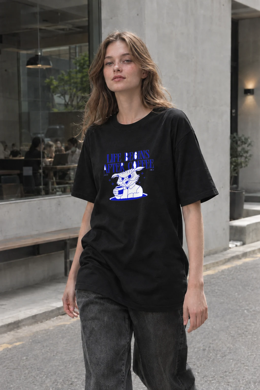 "Life Begins After Coffee" Heavyweight Unisex Crewneck T-shirt | Gildan 5000