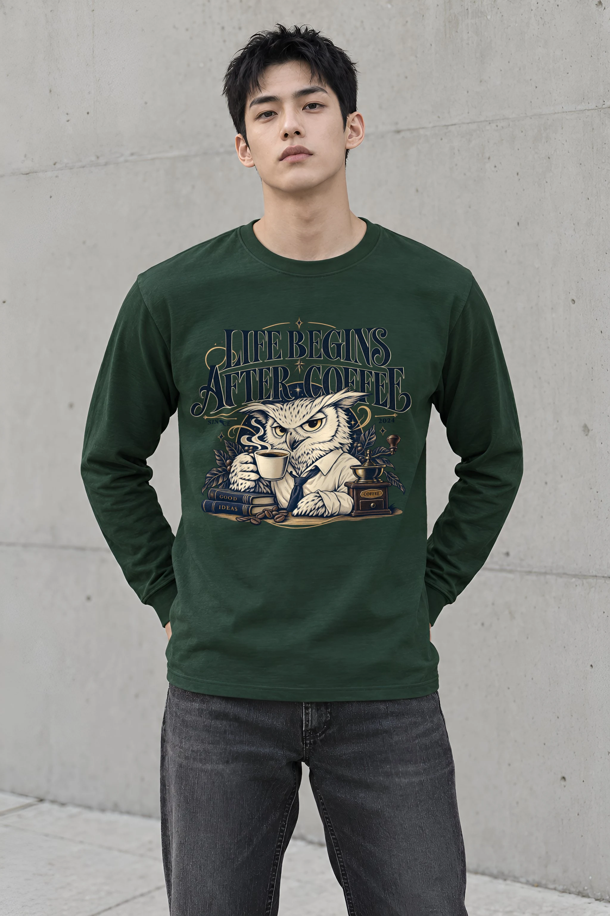 "Life Begins After Coffee" Unisex Longsleeve T-shirt