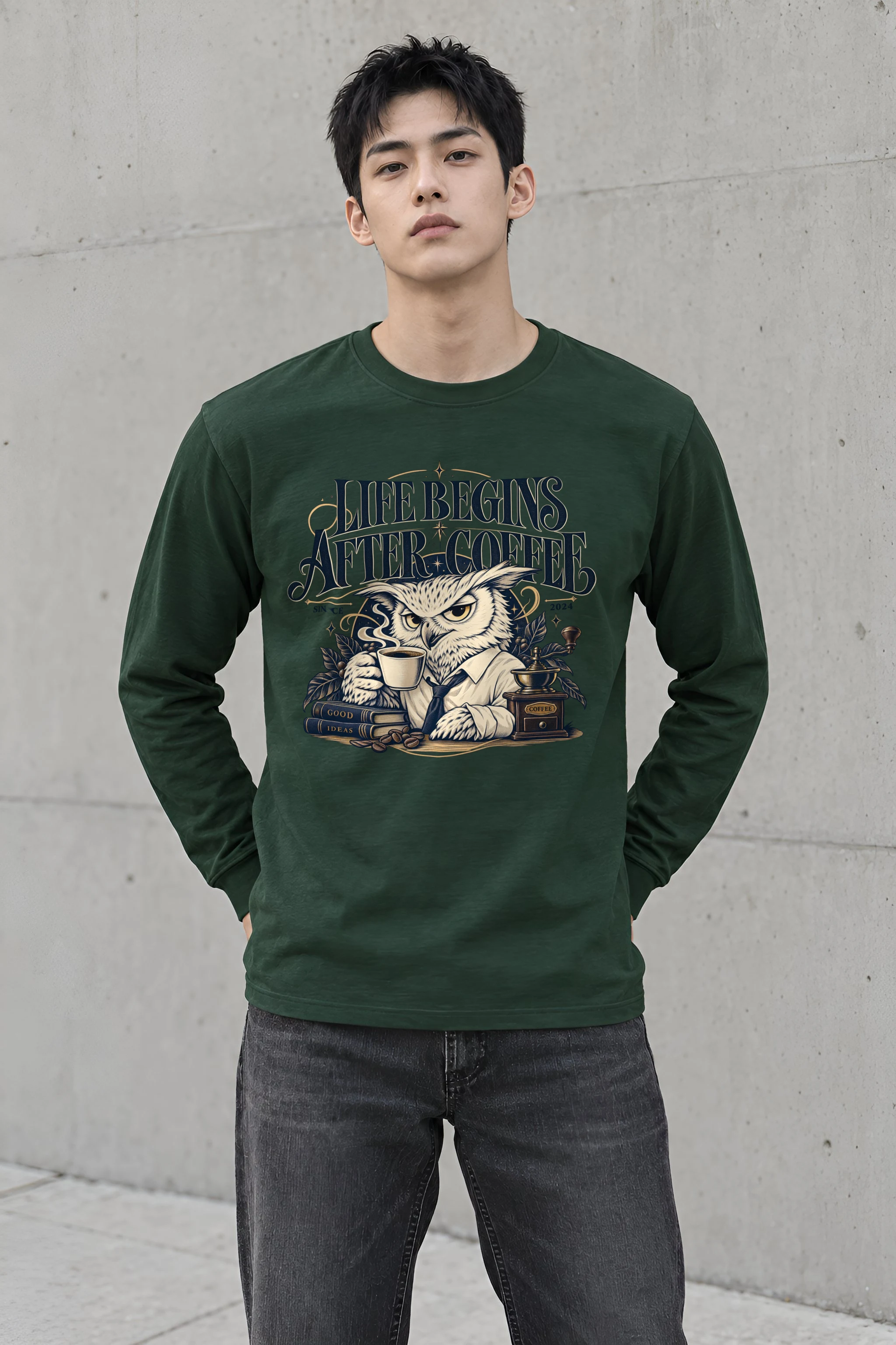 "Life Begins After Coffee" Unisex Longsleeve T-shirt