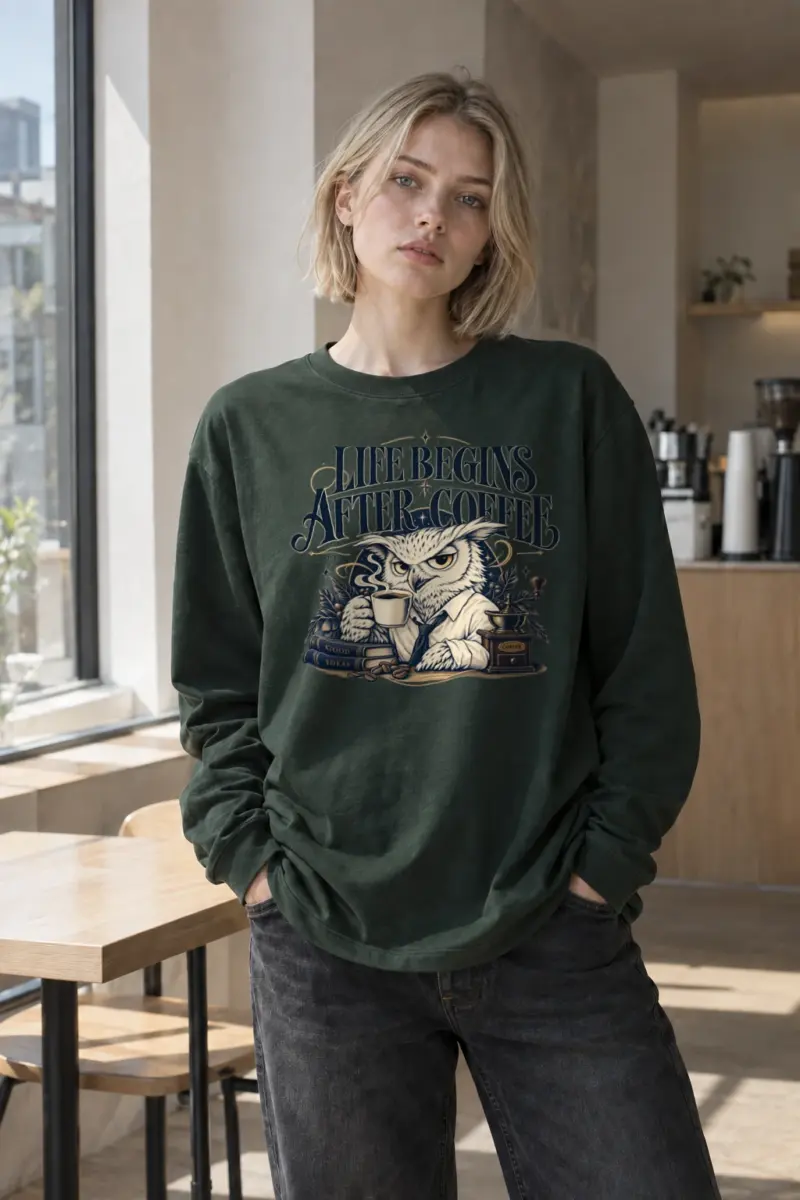 "Life Begins After Coffee" Unisex Longsleeve T-shirt | Gildan 2400