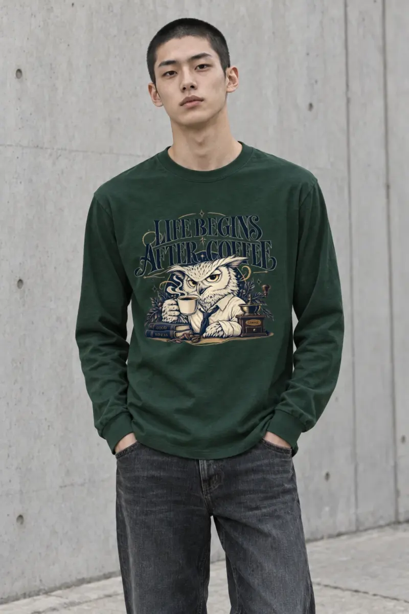 "Life Begins After Coffee" Unisex Longsleeve T-shirt | Gildan 2400
