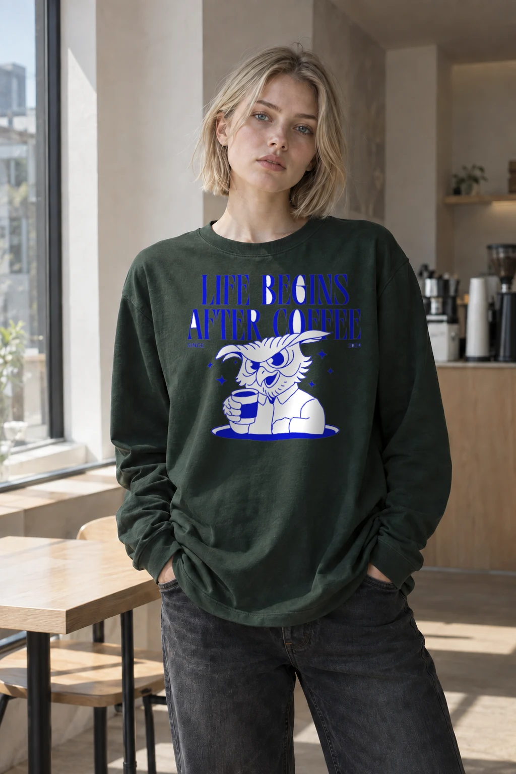 "Life Begins After Coffee" Unisex Longsleeve T-shirt | Gildan 2400
