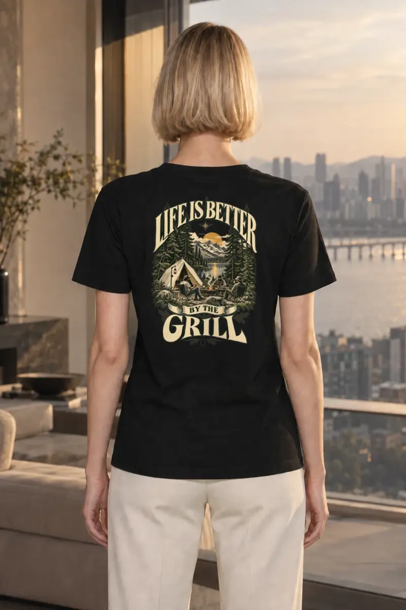 "Life By The Grill" Heavyweight Unisex Crewneck T-shirt | Gildan 5000