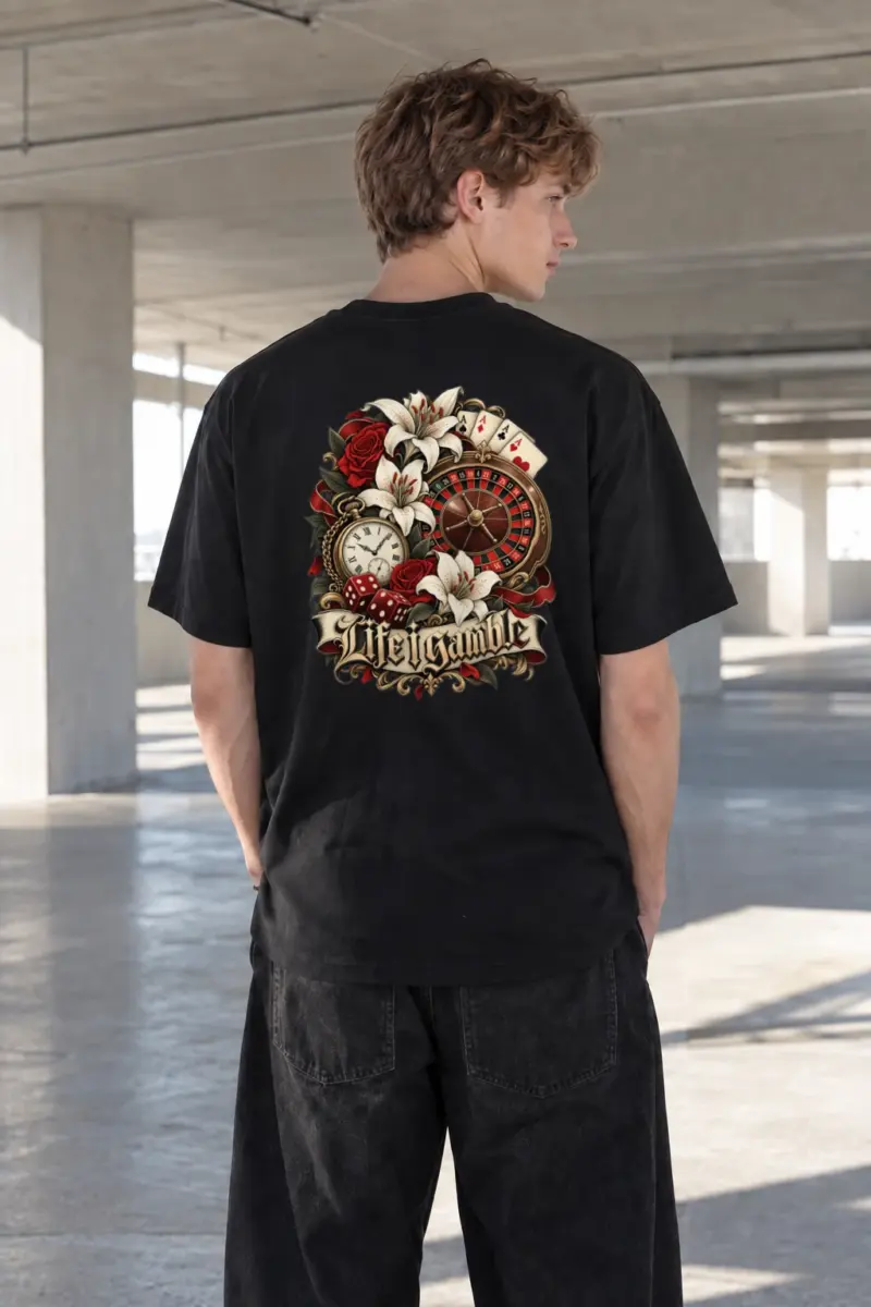 "Life Gamble" Heavyweight Unisex Crewneck T-shirt | Gildan 5000