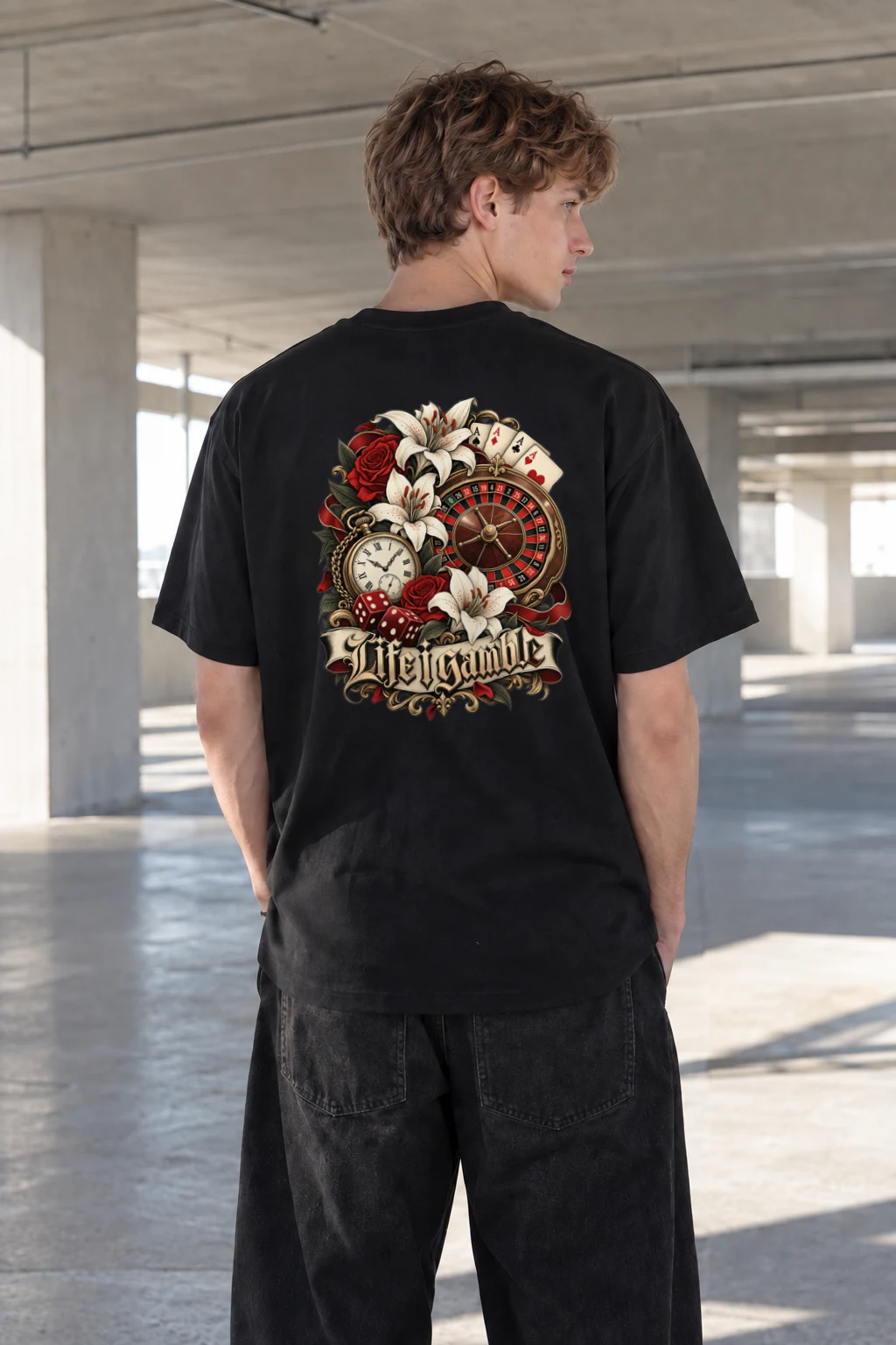 "Life Gamble" Heavyweight Unisex Crewneck T-shirt | Gildan 5000