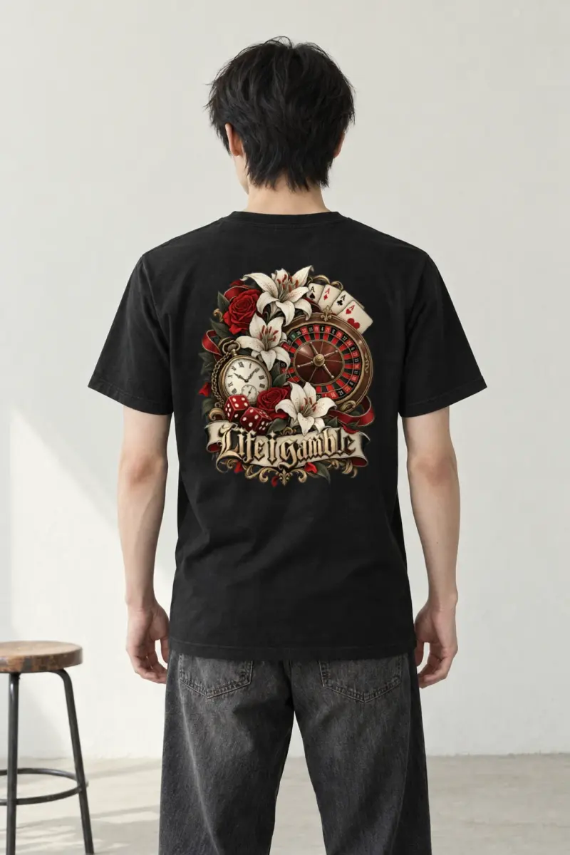 "Life Gamble" Heavyweight Unisex Crewneck T-shirt | Gildan 5000