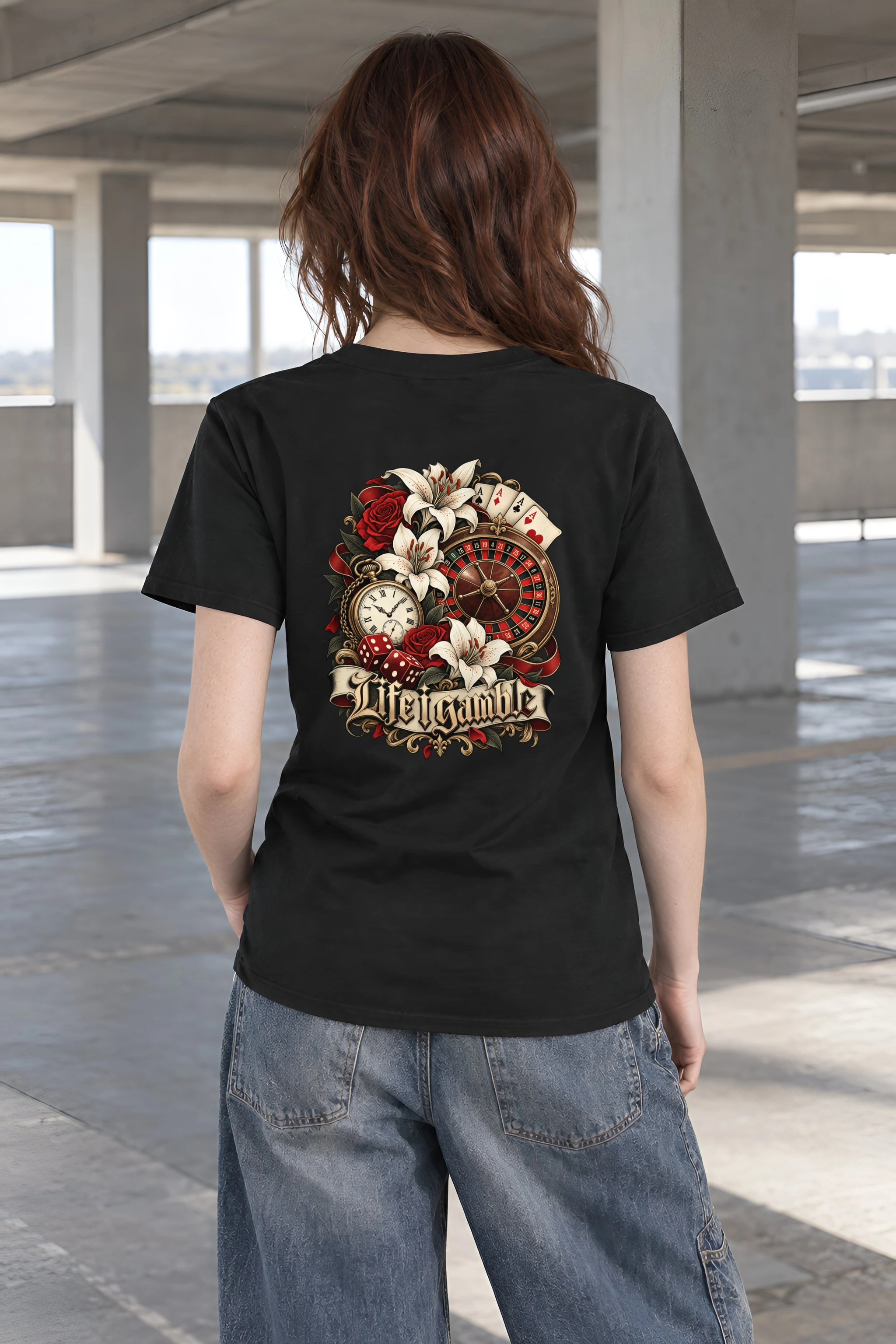 "Life Gamble" Heavyweight Unisex Crewneck T-shirt