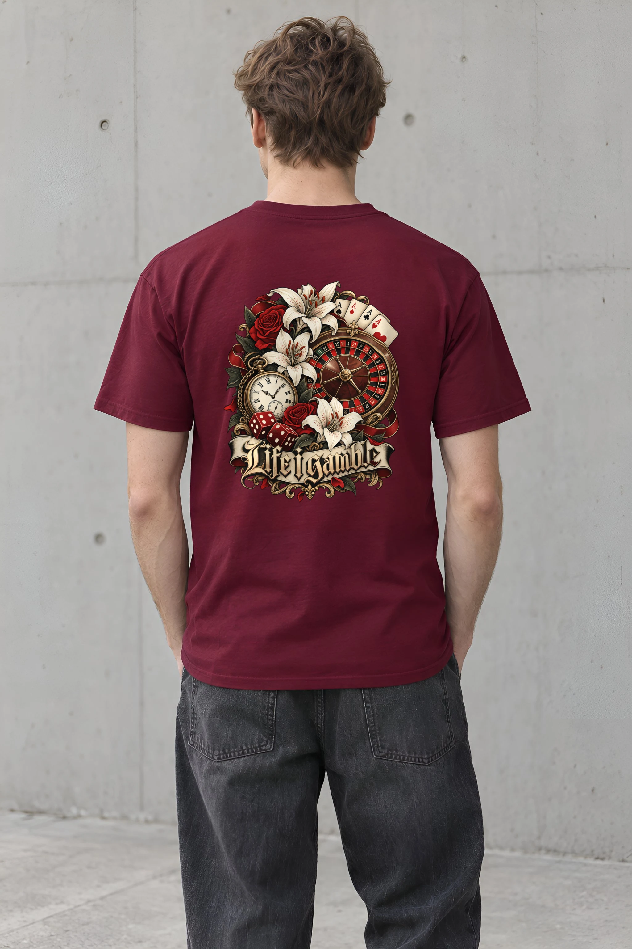 "Life Gamble" Heavyweight Unisex Crewneck T-shirt