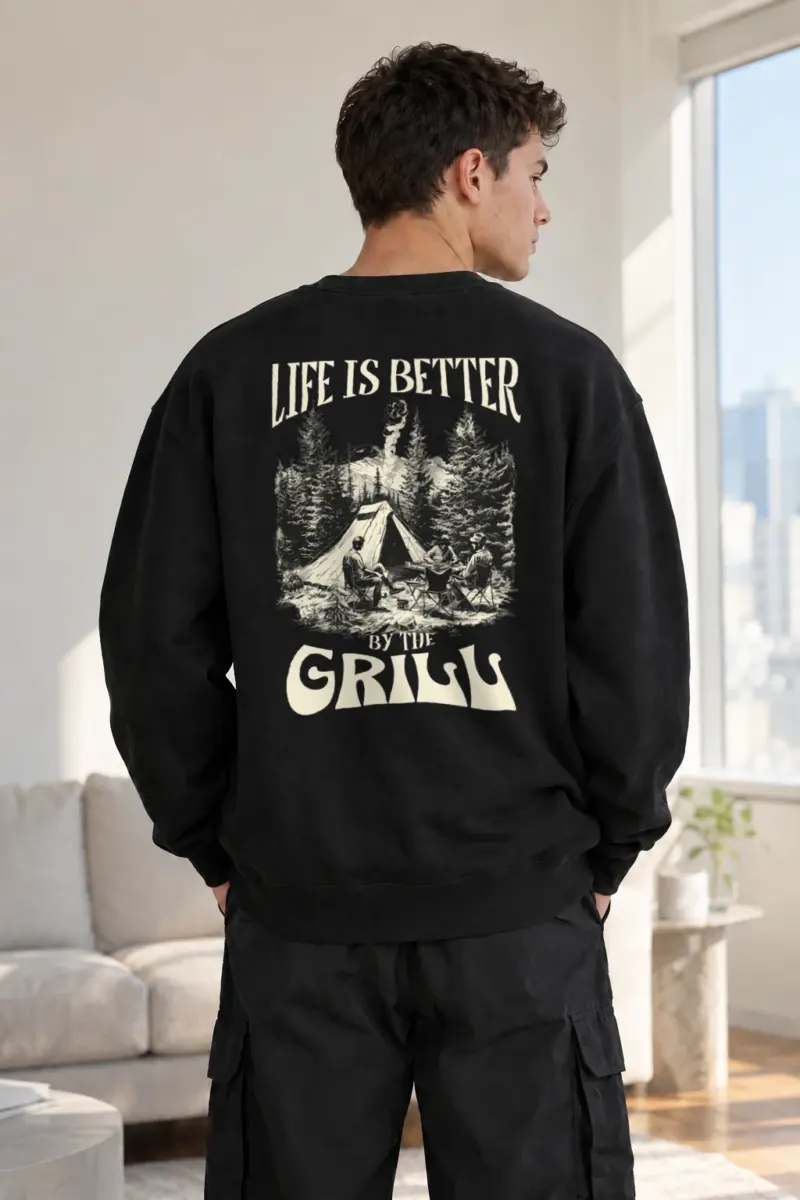 "Life Is Better By The Grill" Heavy Blend Unisex Crewneck Sweatshirt | Gildan 18000