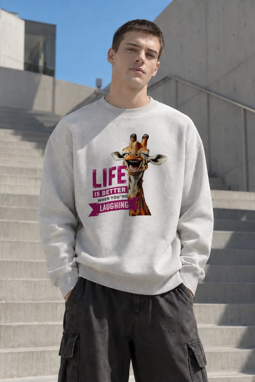 "Life Is Better Laughing" Heavy Blend Unisex Crewneck Sweatshirt | Gildan 18000